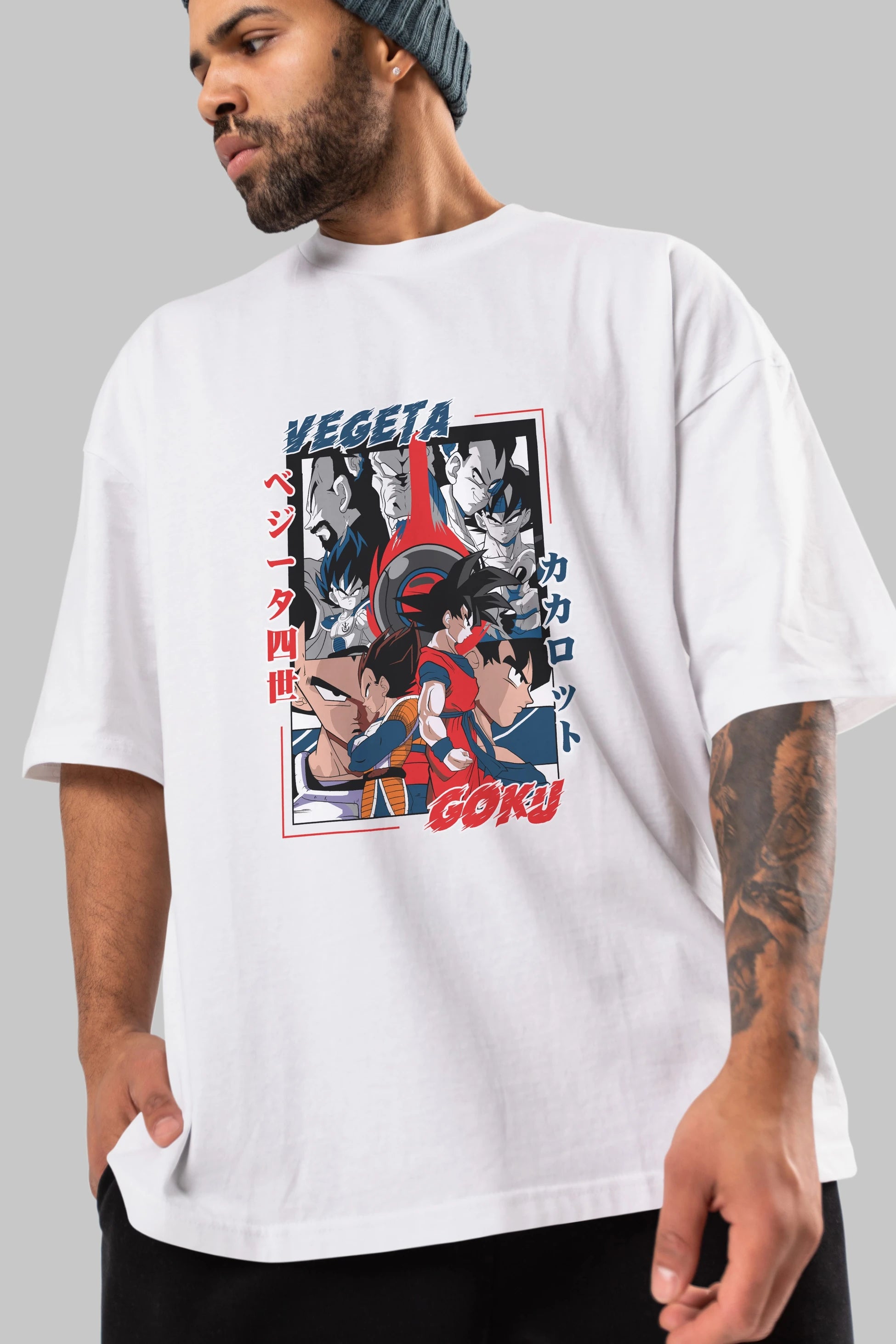 VEGETA VS GOKU Anime Ön Baskılı Oversize t-shirt %100 pamuk Erkek Kadın Unisex