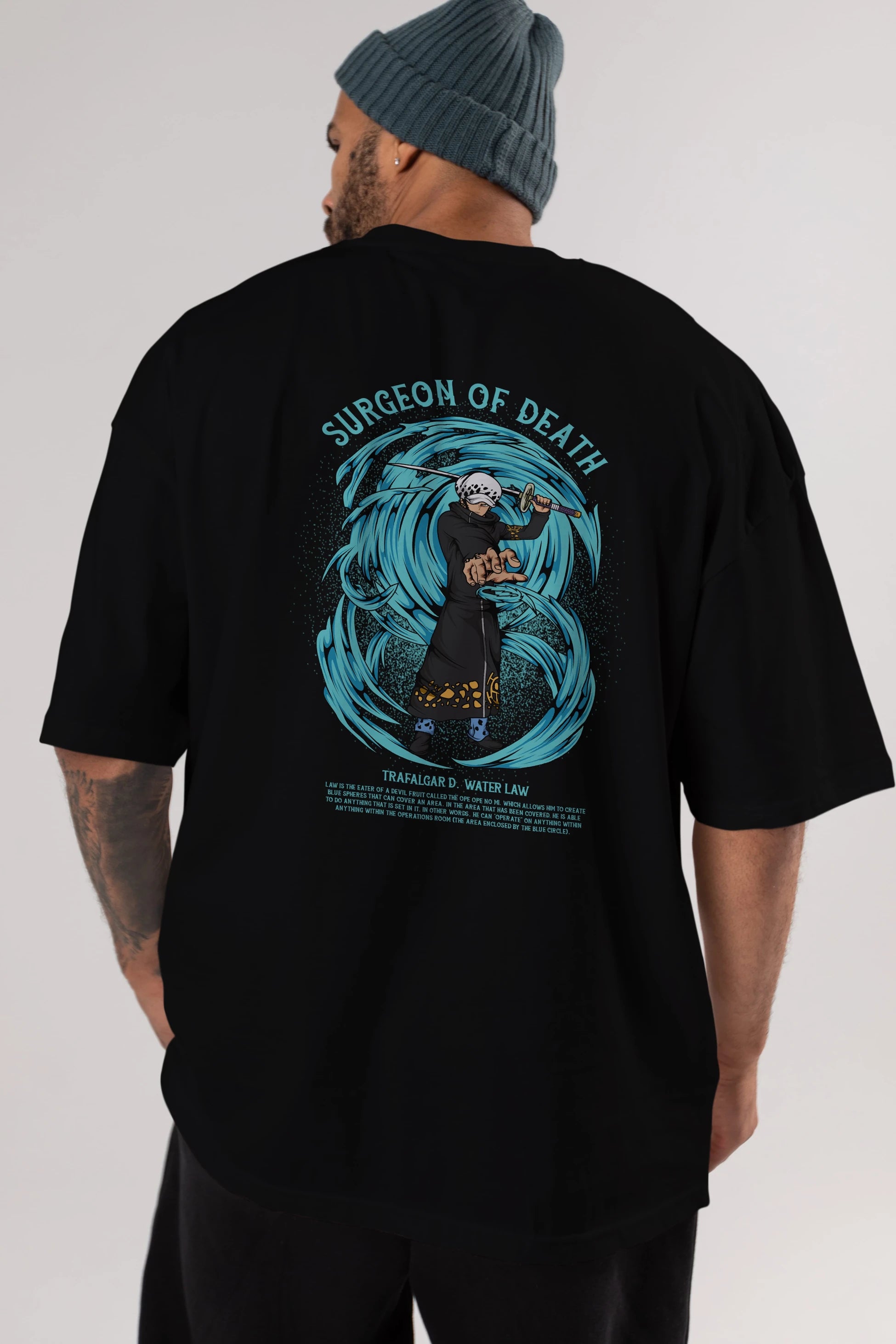 Trafalgad D. Water Law Anime Arka Baskılı Oversize t-shirt Erkek Kadın Unisex