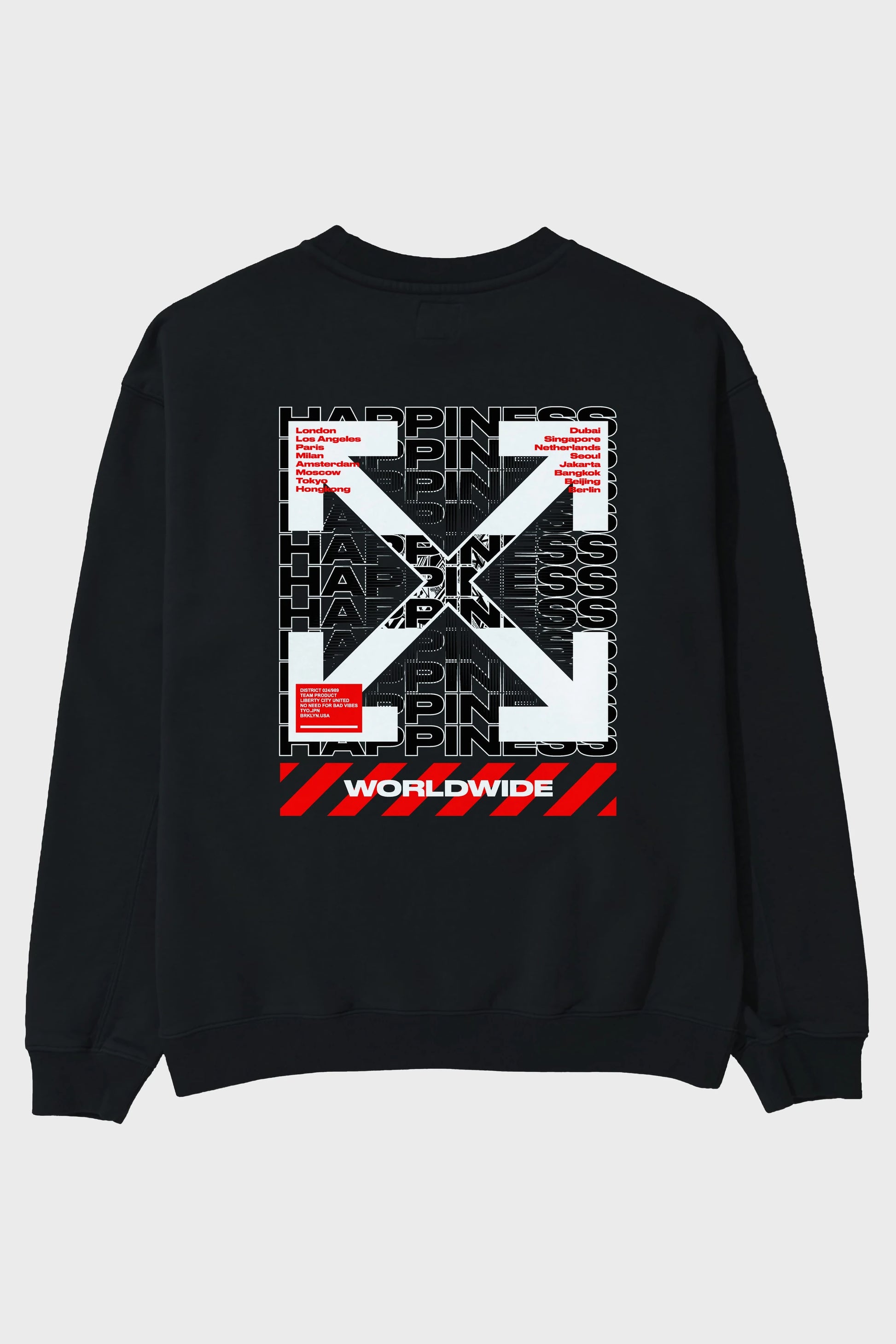 Happiness Worldwide Arka Baskılı Oversize Sweatshirt Erkek Kadın Unisex