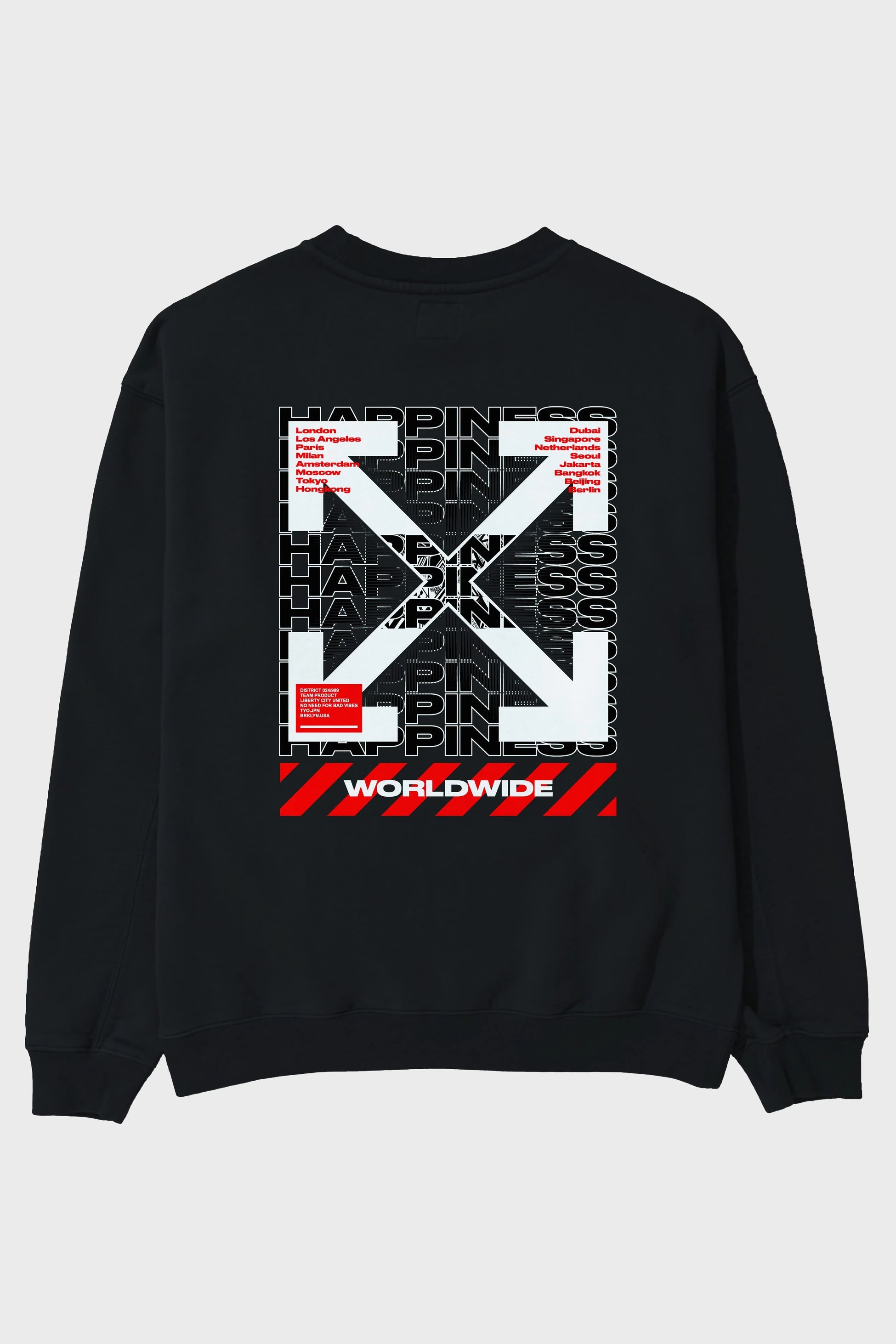 Happiness Worldwide Arka Baskılı Oversize Sweatshirt Erkek Kadın Unisex