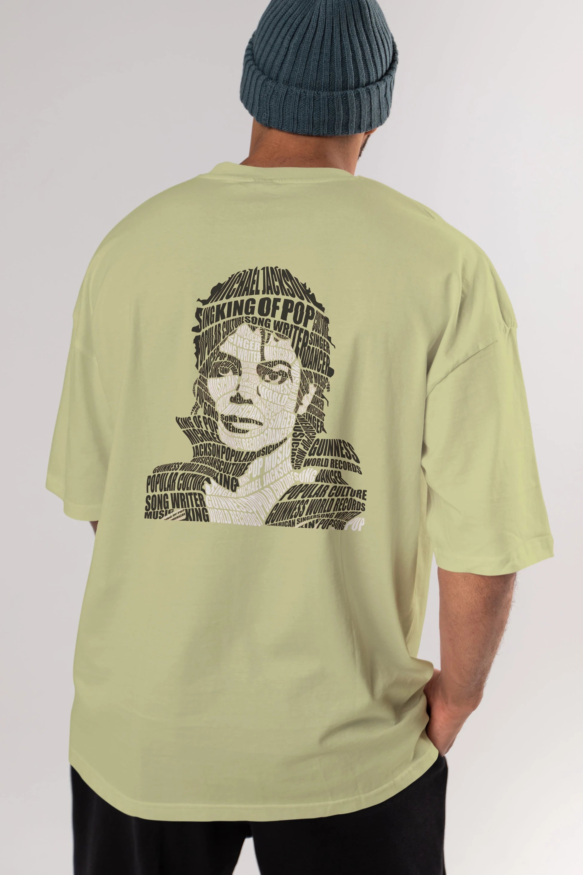 Michael Jackson Calligram Arka Baskılı Oversize t-shirt %100 pamuk Erkek Kadın Unisex
