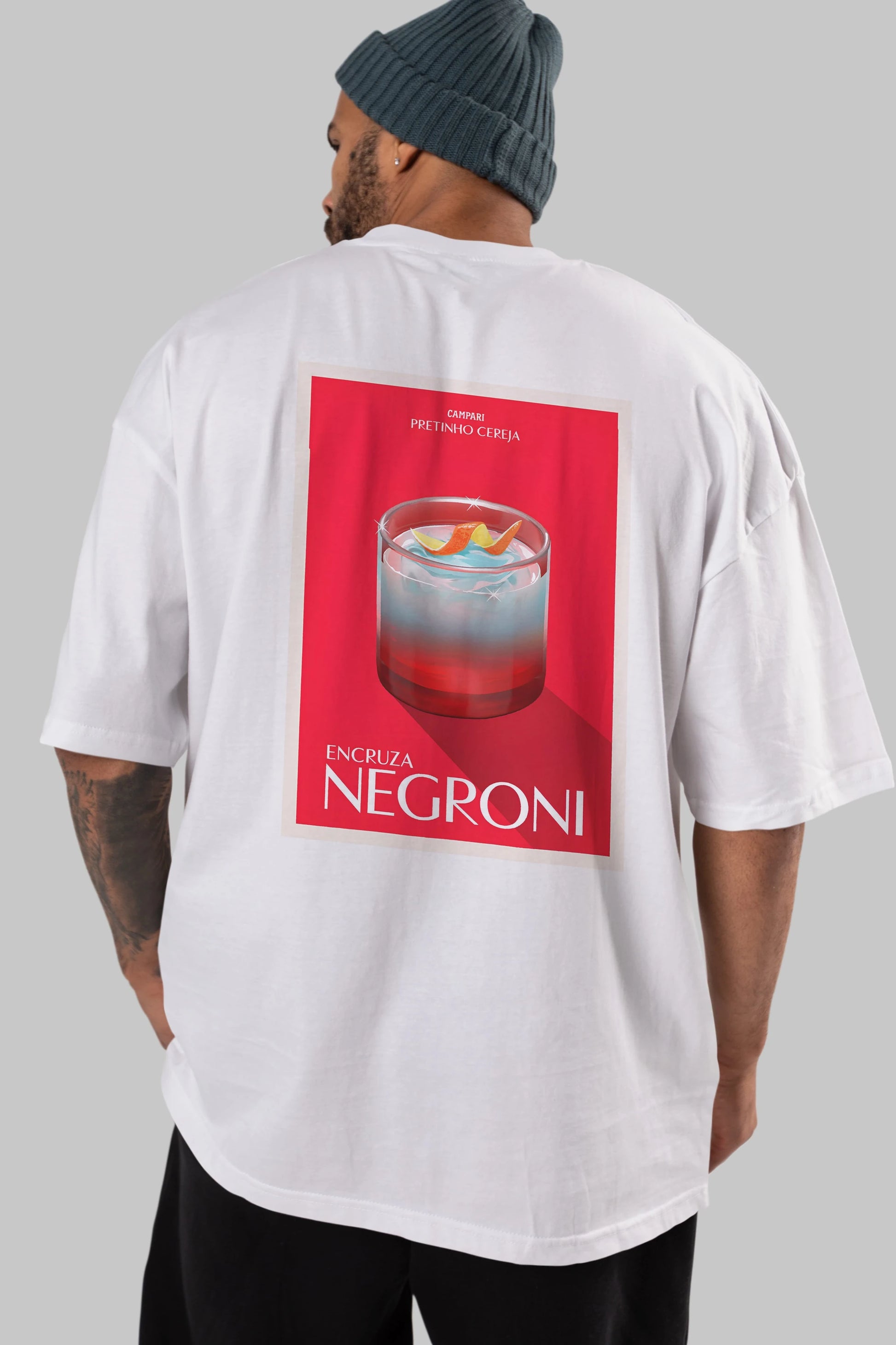 Encruza Negroni Arka Baskılı Oversize t-shirt Erkek Kadın Unisex %100 Pamuk Bisiklet Yaka tişort