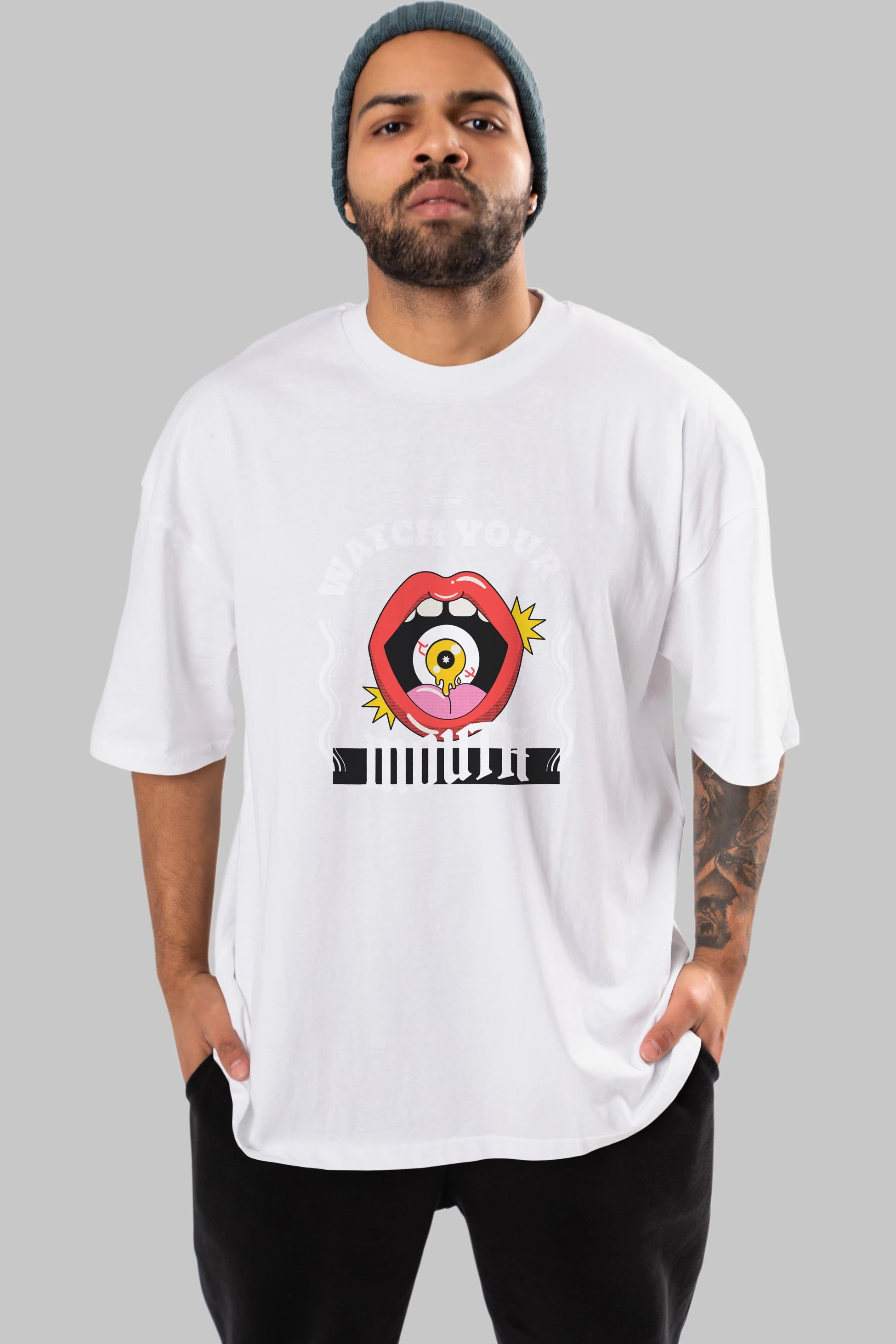 Watch Your Mouth Ön Baskılı Oversize t-shirt Erkek Kadın Unisex