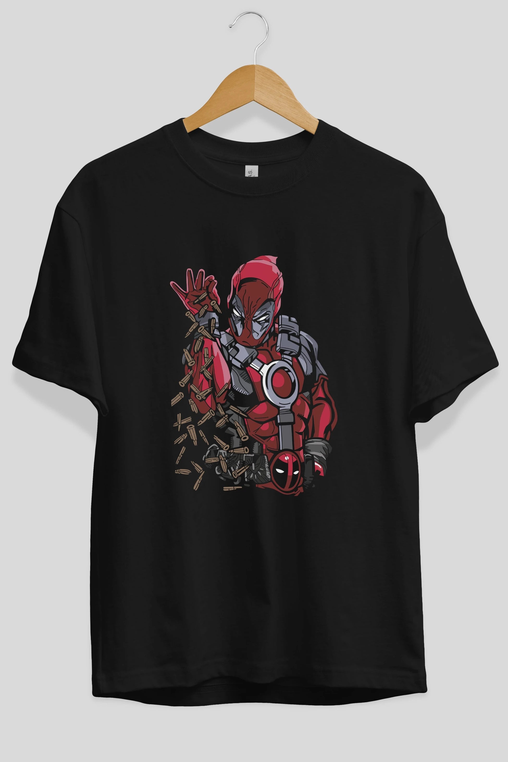 Deadpool (2) Ön Baskılı Oversize t-shirt Erkek Kadın Unisex %100 Pamuk Bisiklet Yaka tişort