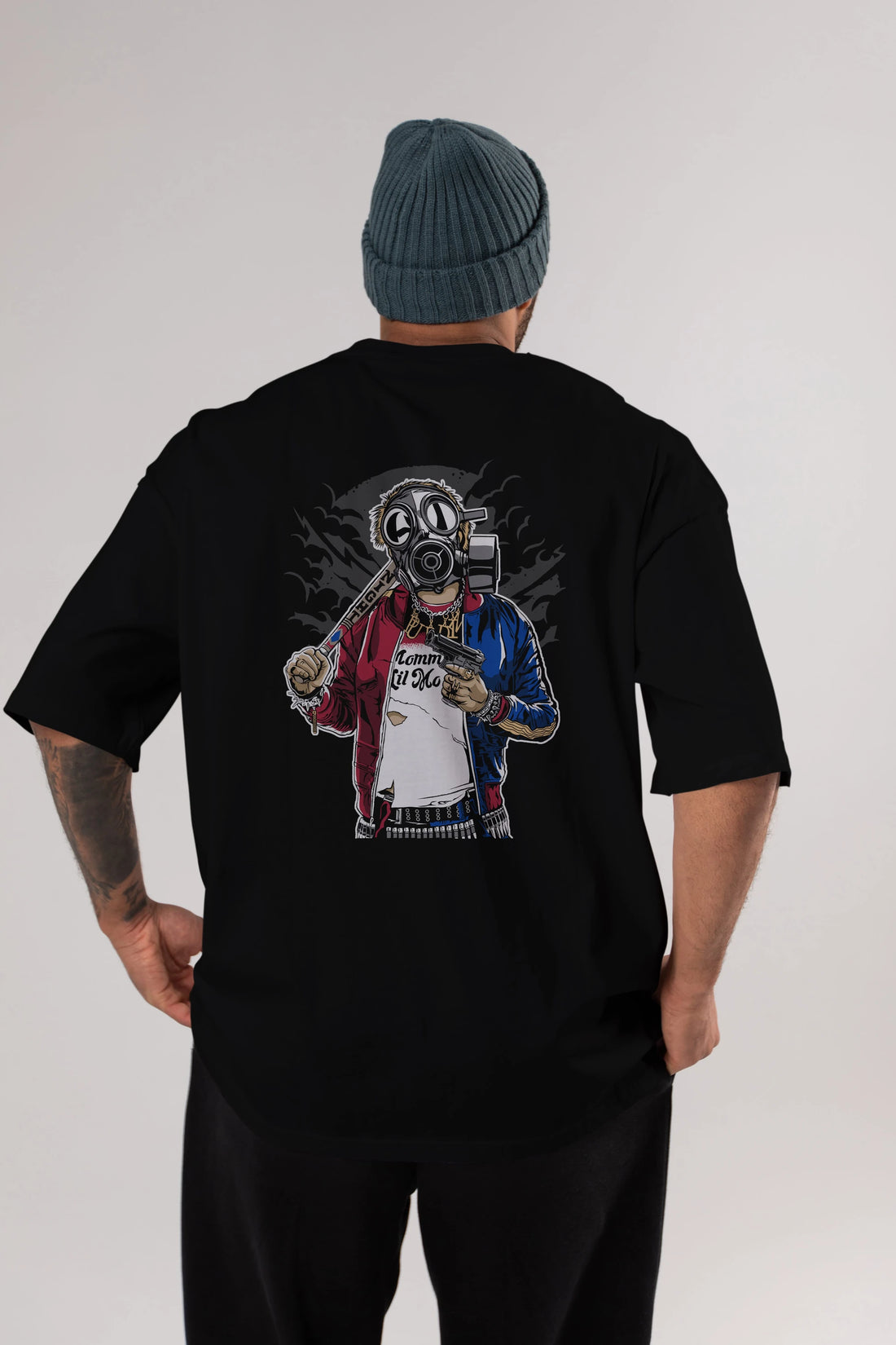 Suicide Gasmask Arka Baskılı Oversize t-shirt Erkek Kadın Unisex %100 Pamuk