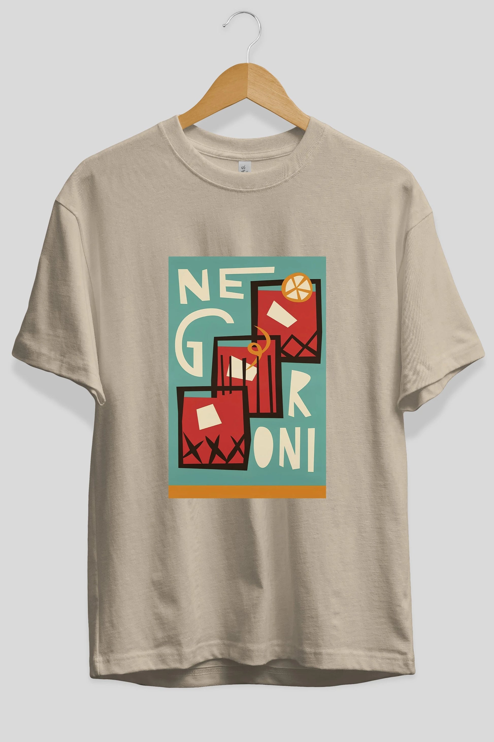 Negroni 3 Ön Baskılı Oversize t-shirt Erkek Kadın Unisex %100 Pamuk Bisiklet Yaka tişort
