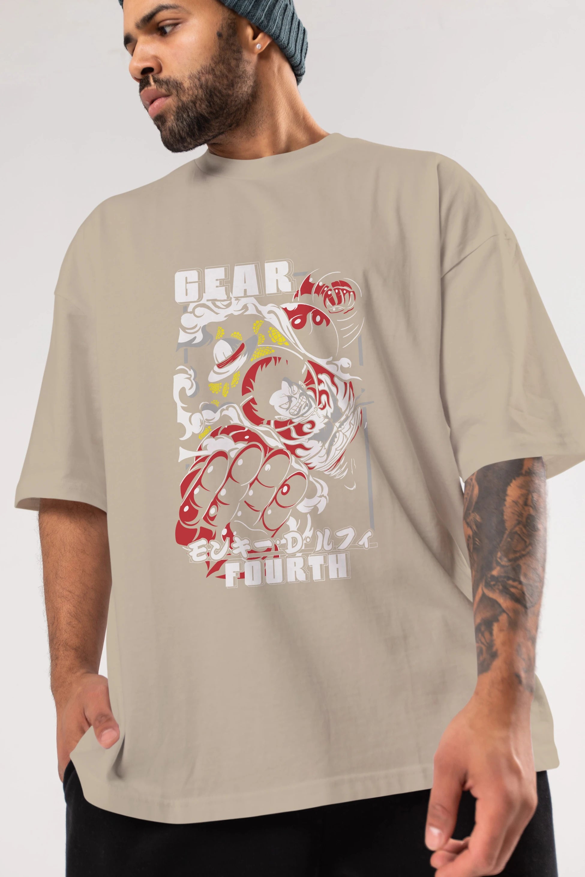 Luffy GEAR 4 Anime Ön Baskılı Oversize t-shirt Erkek Kadın Unisex