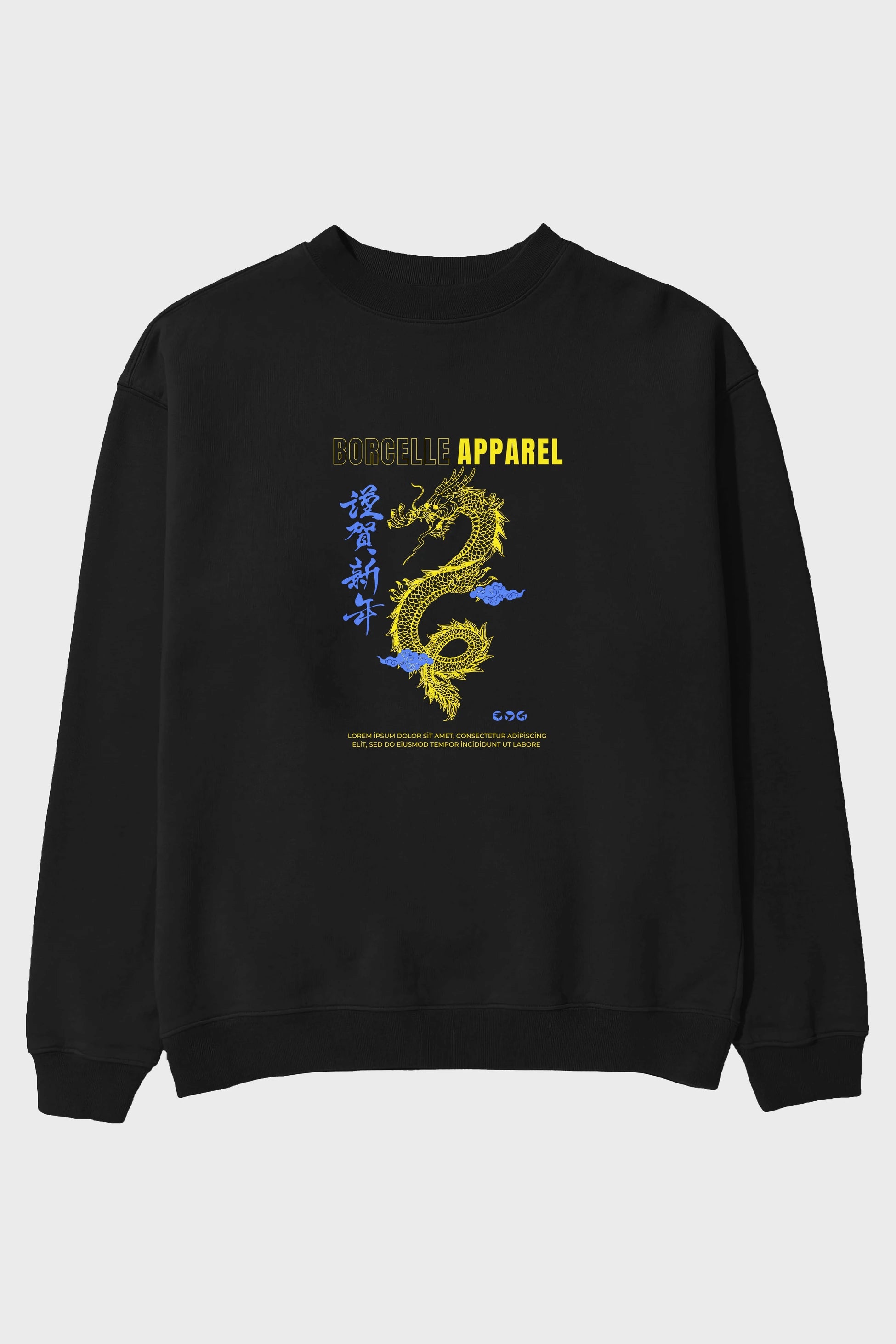 Borcelle Apparel Yazılı Ön Baskılı Oversize Sweatshirt Erkek Kadın Unisex