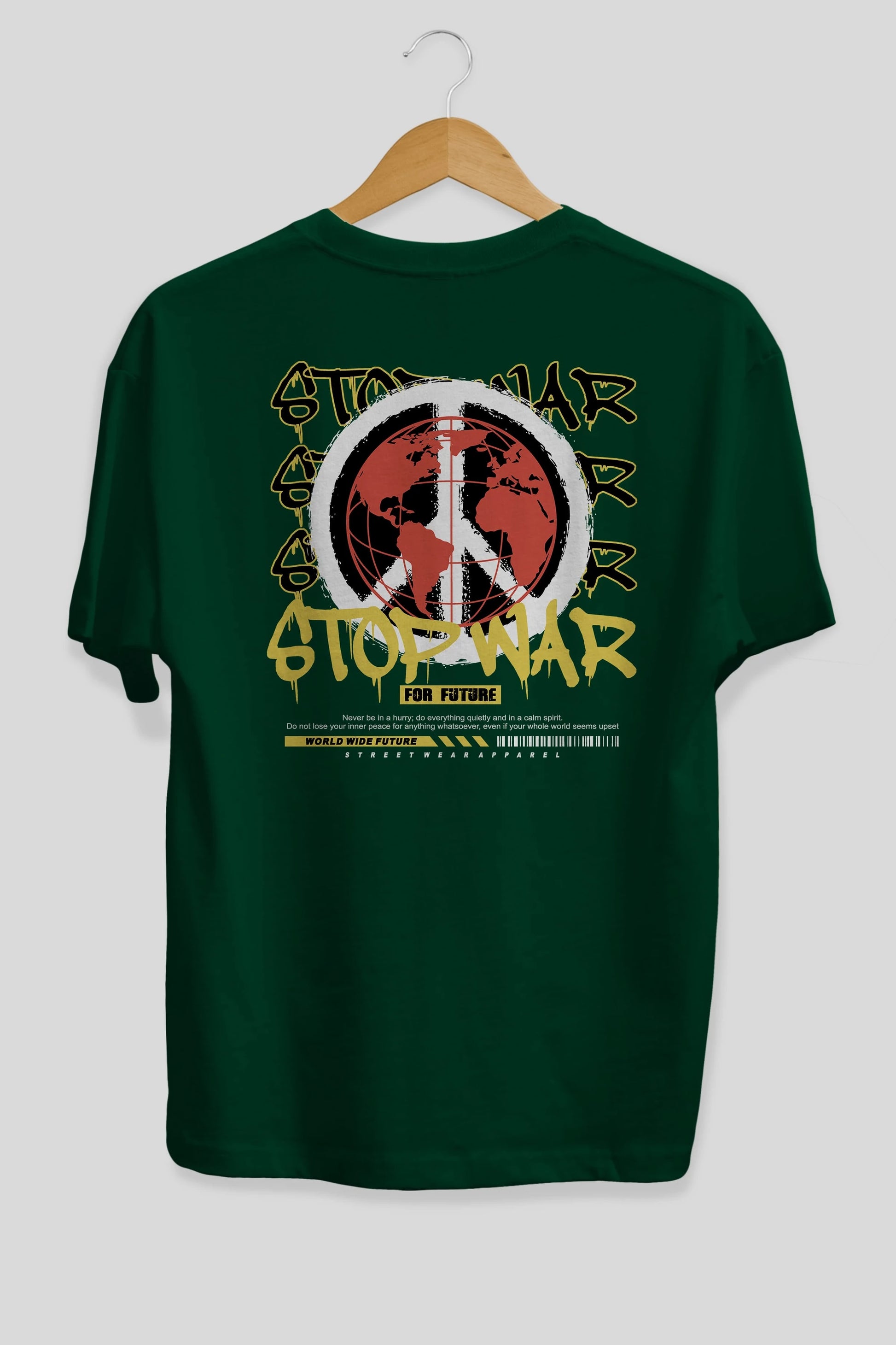 Stop War for Future Arka Baskılı Oversize t-shirt Erkek Kadın Unisex