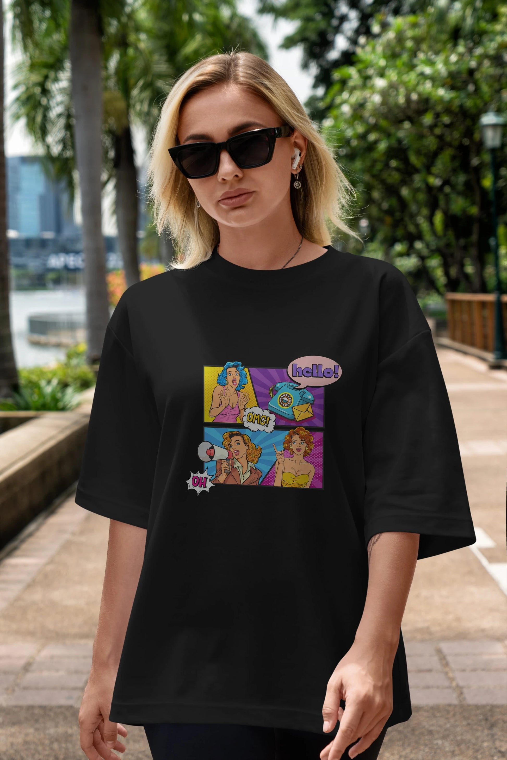 Hello OMG Ön Baskılı Oversize t-shirt Erkek Kadın Unisex
