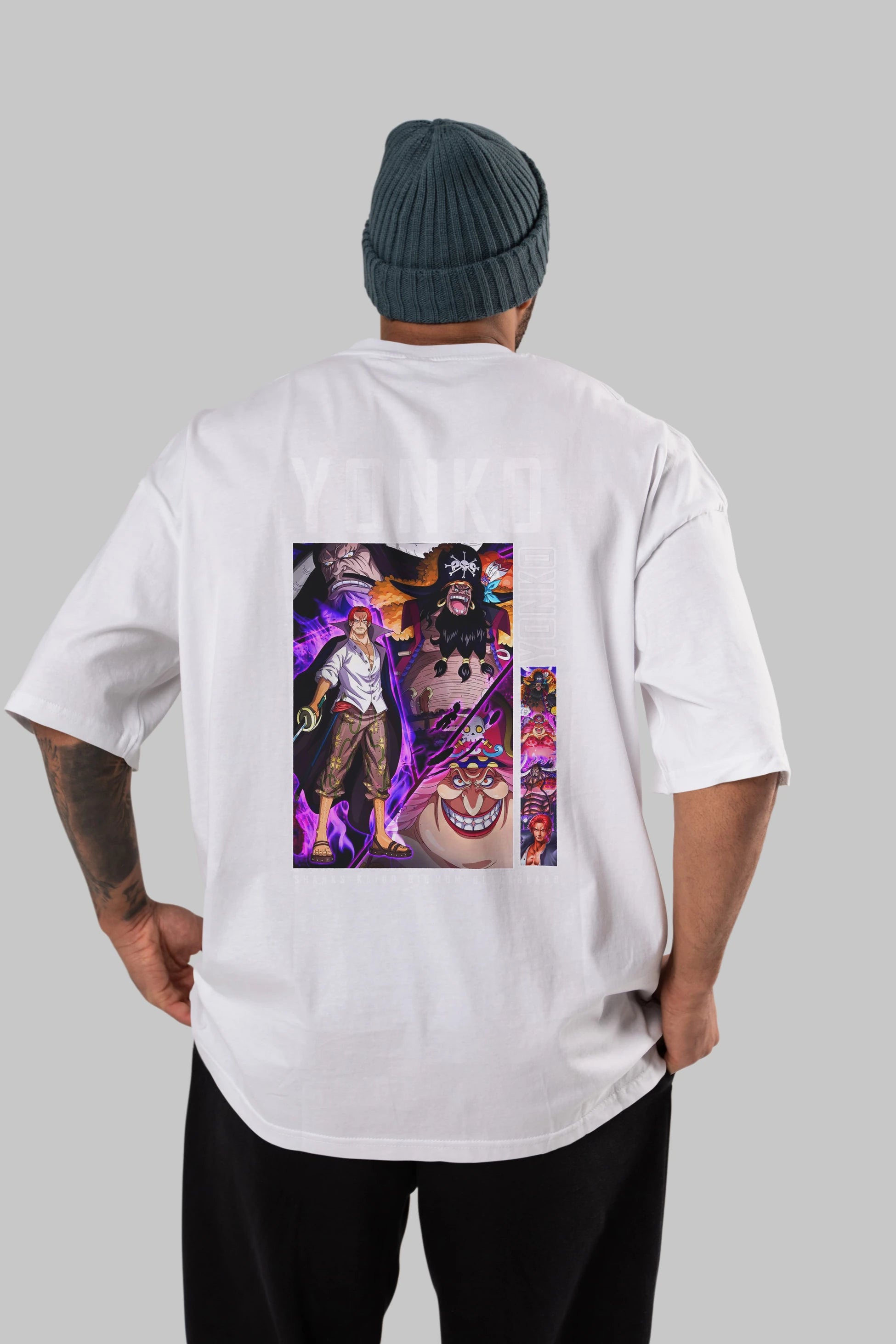 Yonko Anime Arka Baskılı Oversize t-shirt Erkek Kadın Unisex %100 pamuk tişort