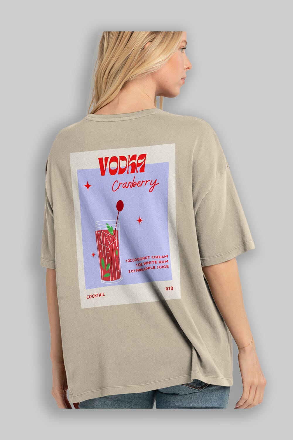 Vodka Cranberry Arka Baskılı Oversize t-shirt Erkek Kadın Unisex %100 Pamuk Bisiklet Yaka tişort