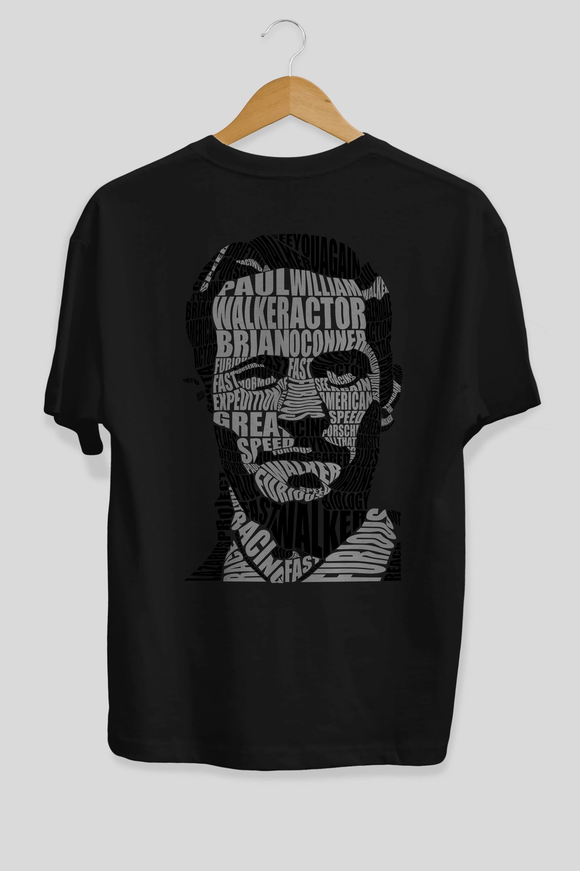 Paul Walker Calligram Arka Baskılı Oversize t-shirt %100 pamuk Erkek Kadın Unisex