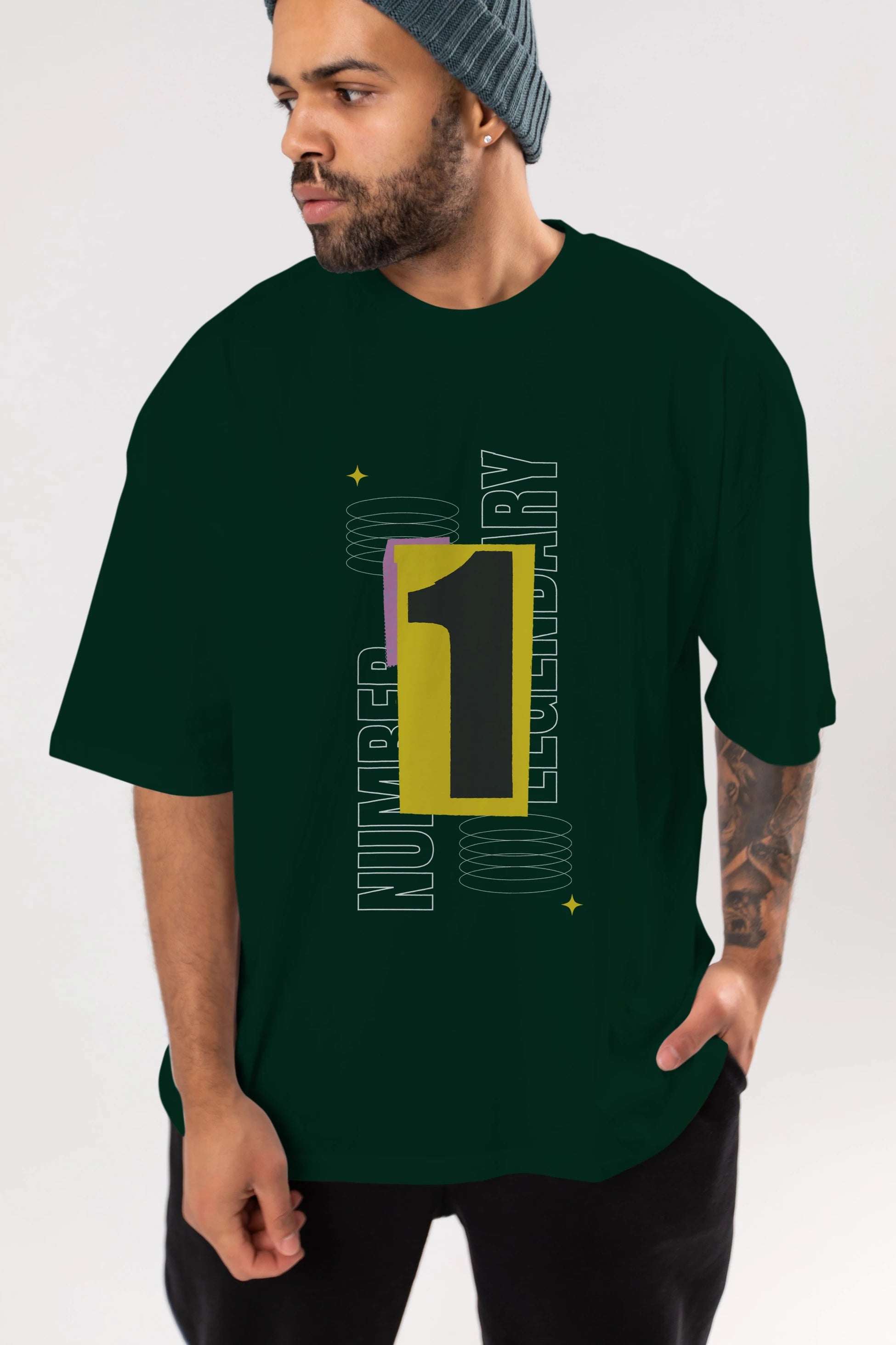 Number 1 Yazılı Ön Baskılı Oversize t-shirt Erkek Kadın Unisex