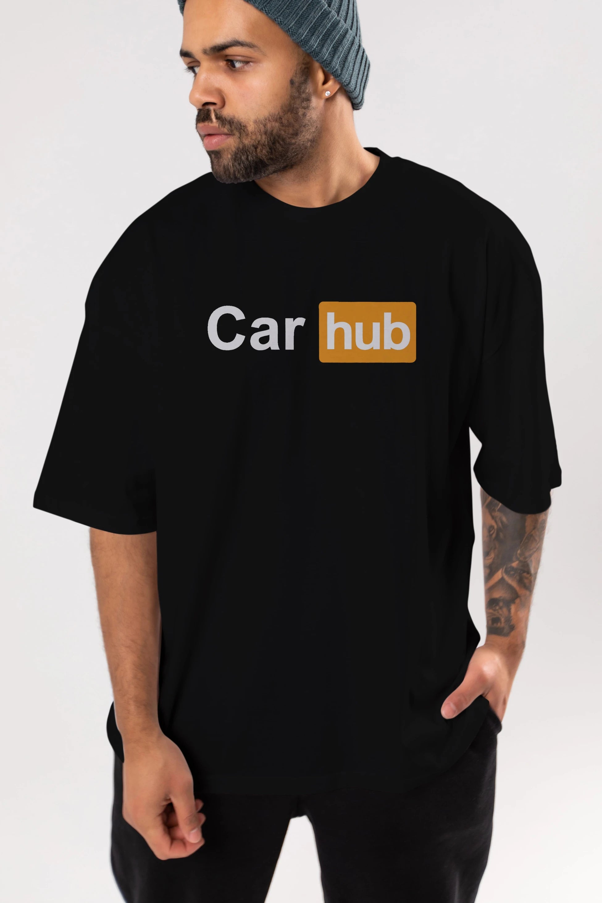 Car Hub Ön Baskılı Oversize t-shirt %100 pamuk Erkek Kadın Unisex