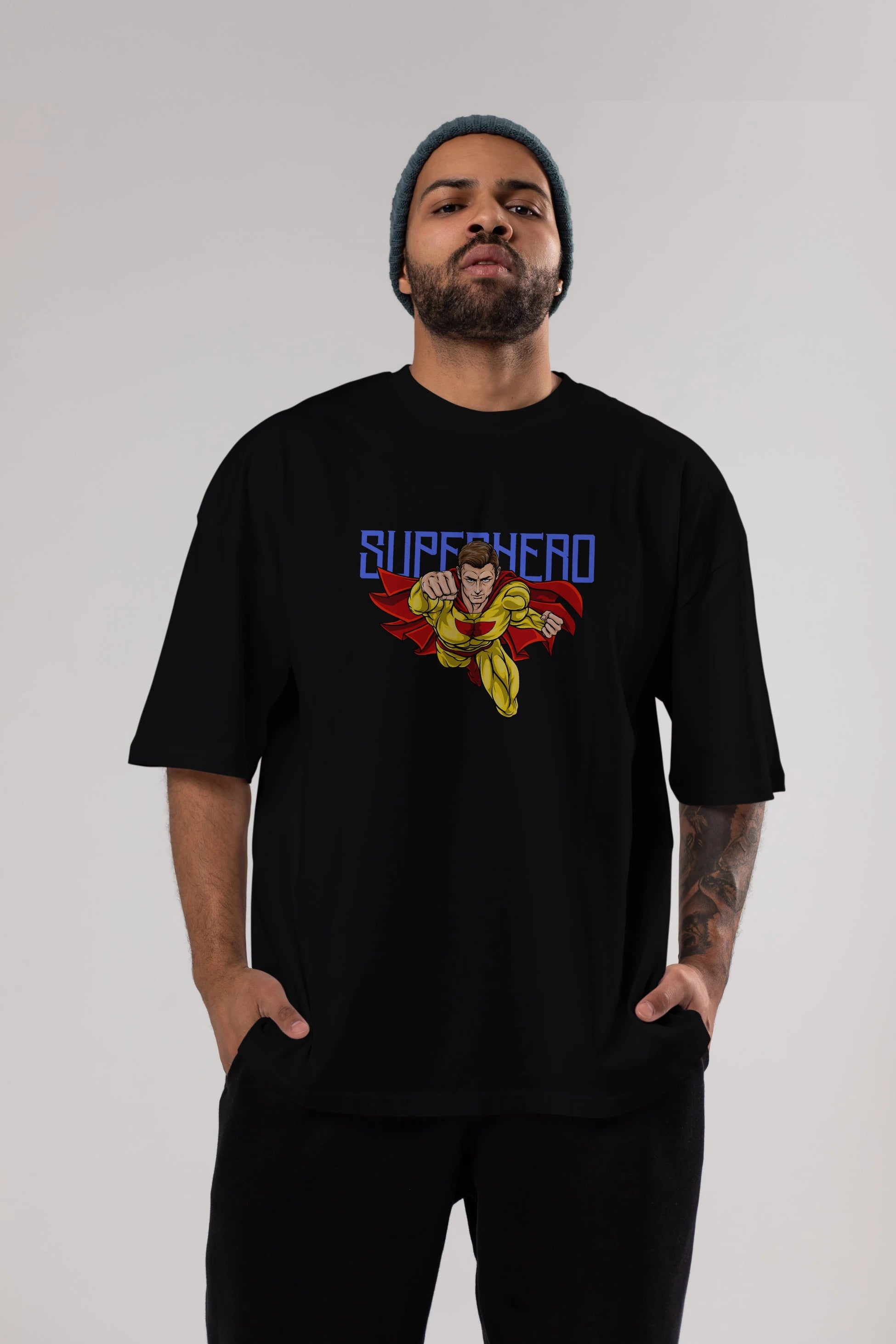 Super Hero Ön Baskılı Oversize t-shirt Erkek Kadın Unisex