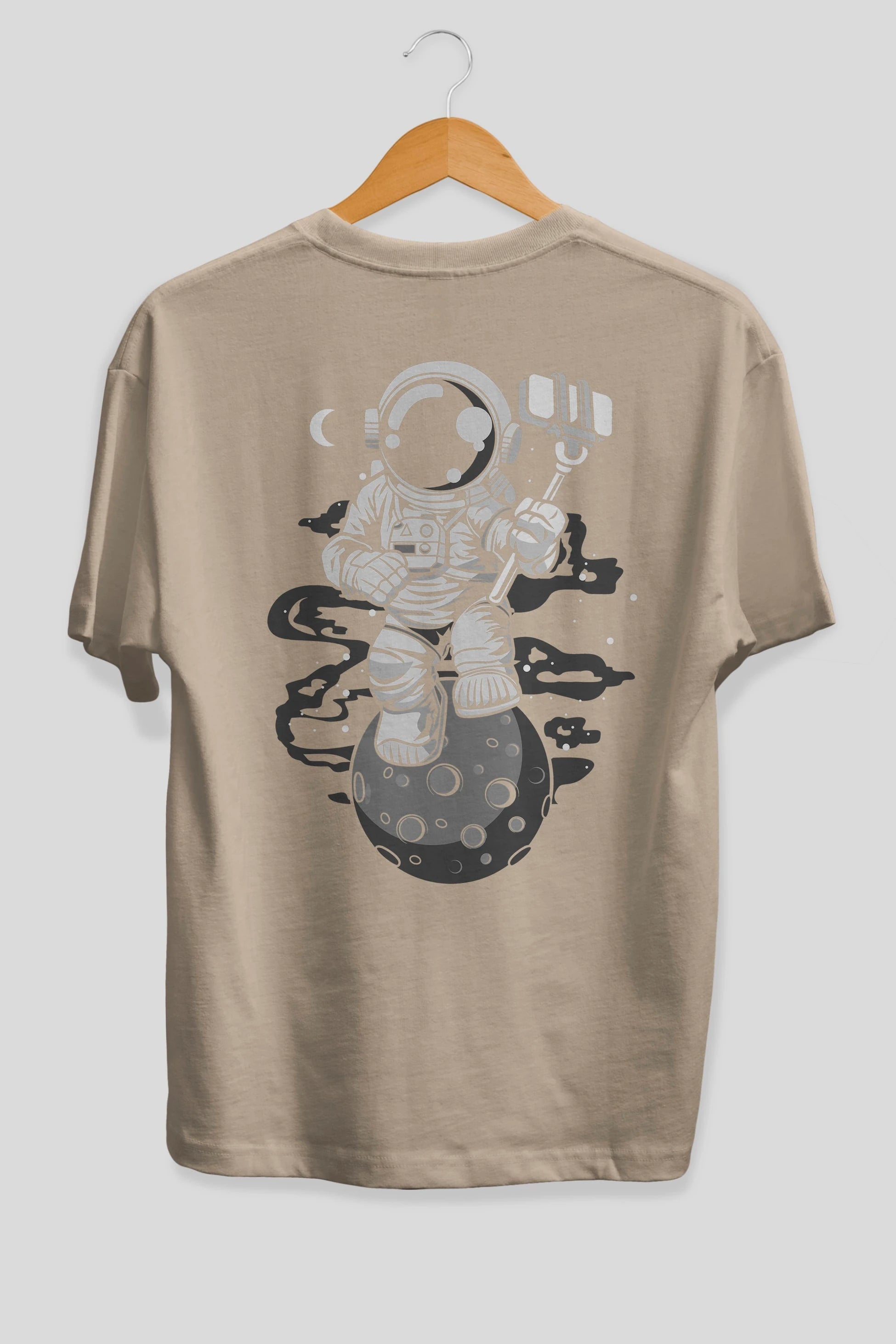 Astronaut Selfie Arka Baskılı Oversize t-shirt Erkek Kadın Unisex