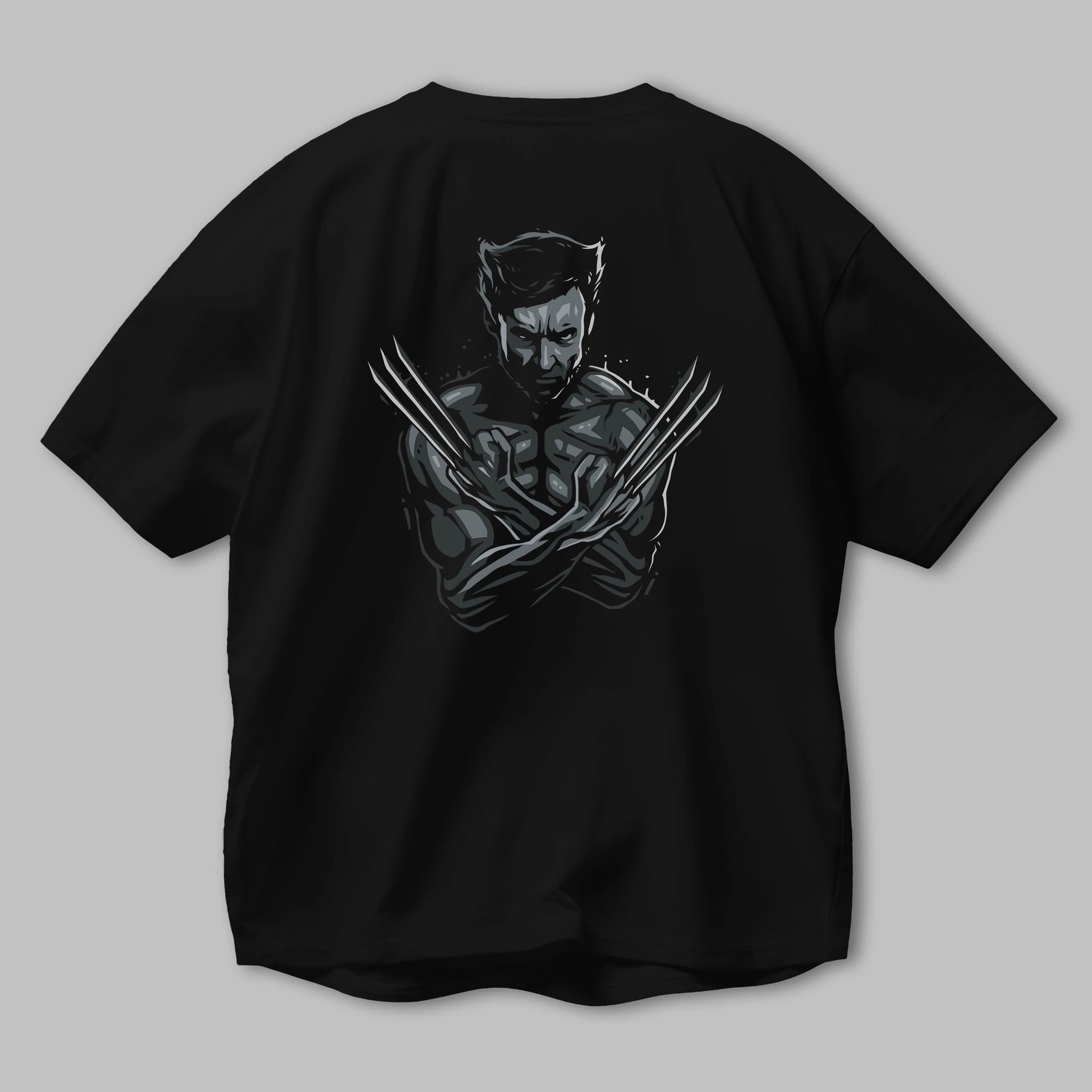 Wolverine Arka Baskılı Oversize t-shirt Erkek Kadın Unisex %100 Pamuk Bisiklet Yaka tişort