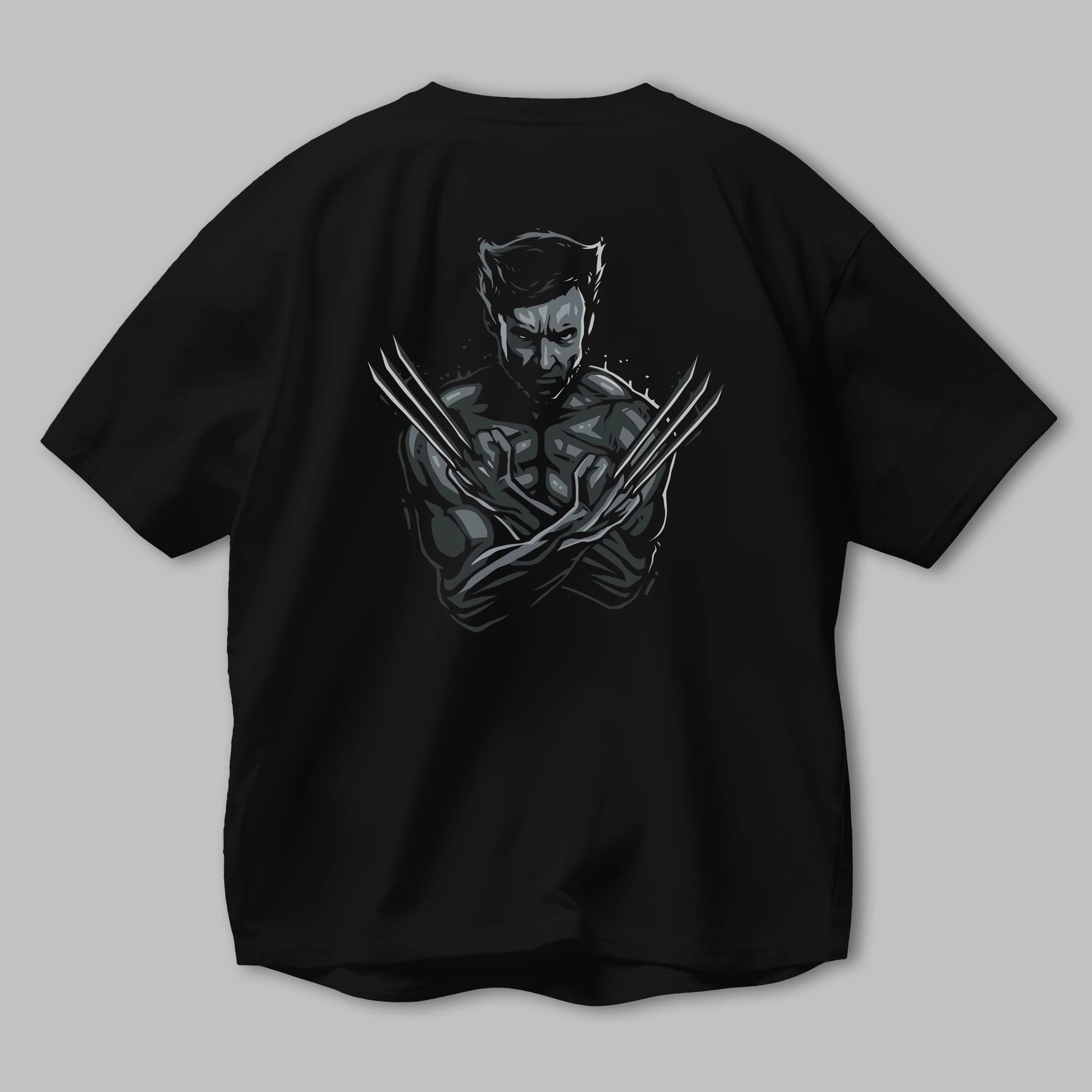 Wolverine Arka Baskılı Oversize t-shirt Erkek Kadın Unisex %100 Pamuk Bisiklet Yaka tişort