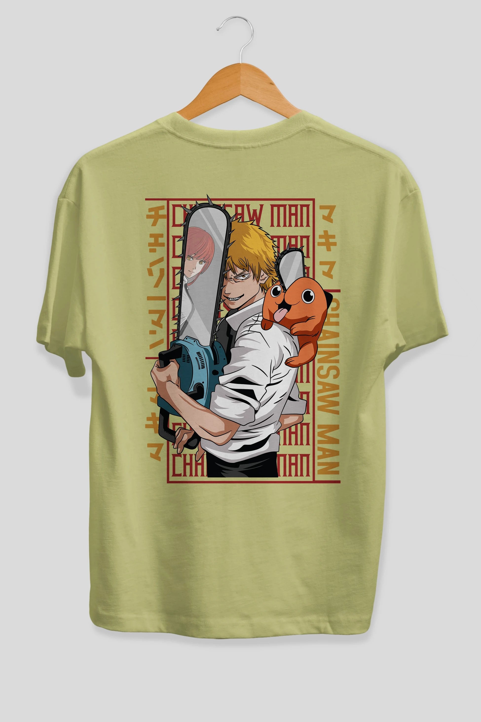 Chainsaw DENJI Anime Arka Baskılı Oversize t-shirt Erkek Kadın Unisex