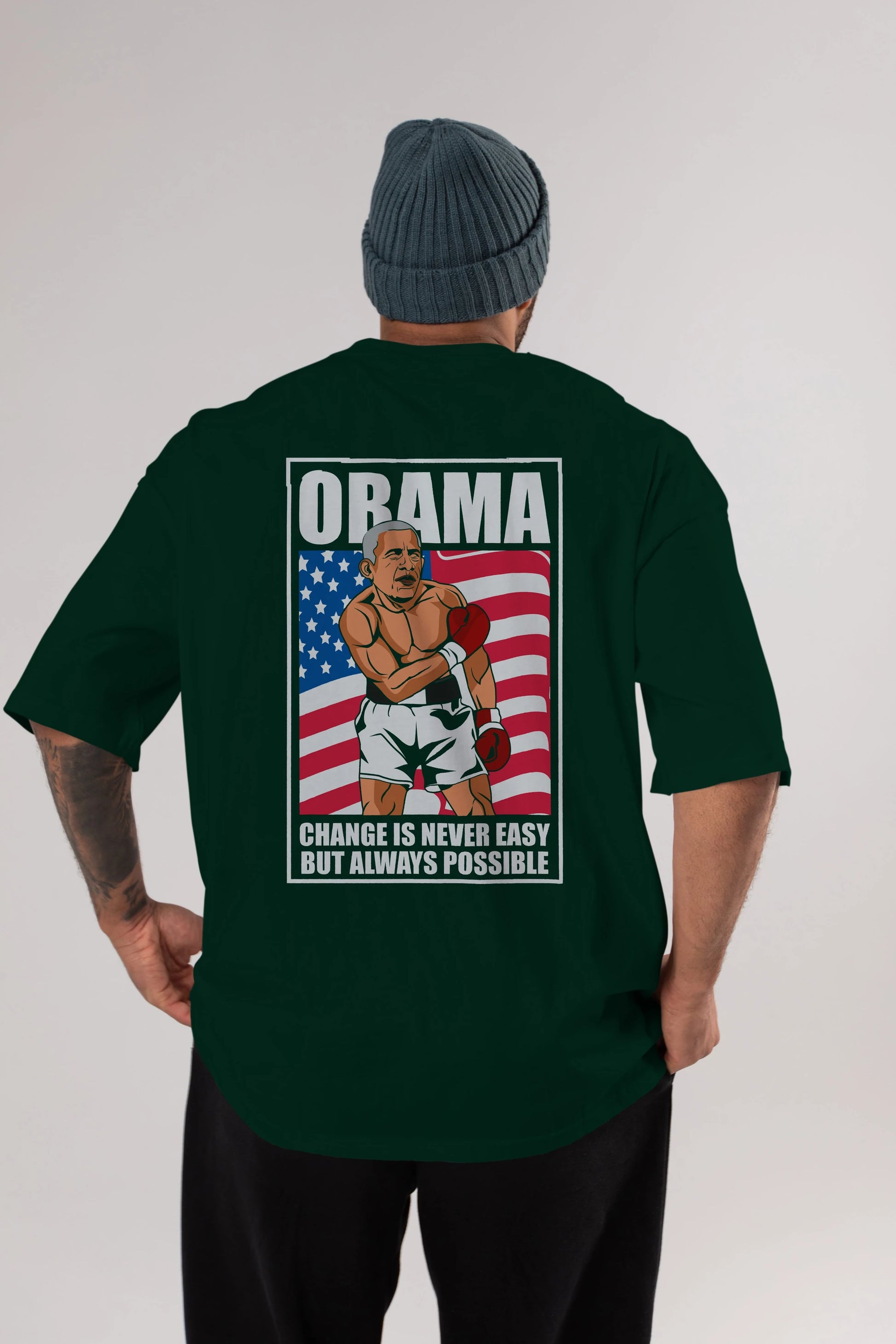 Obama Arka Baskılı Oversize t-shirt Erkek Kadın Unisex %100 Pamuk tişort