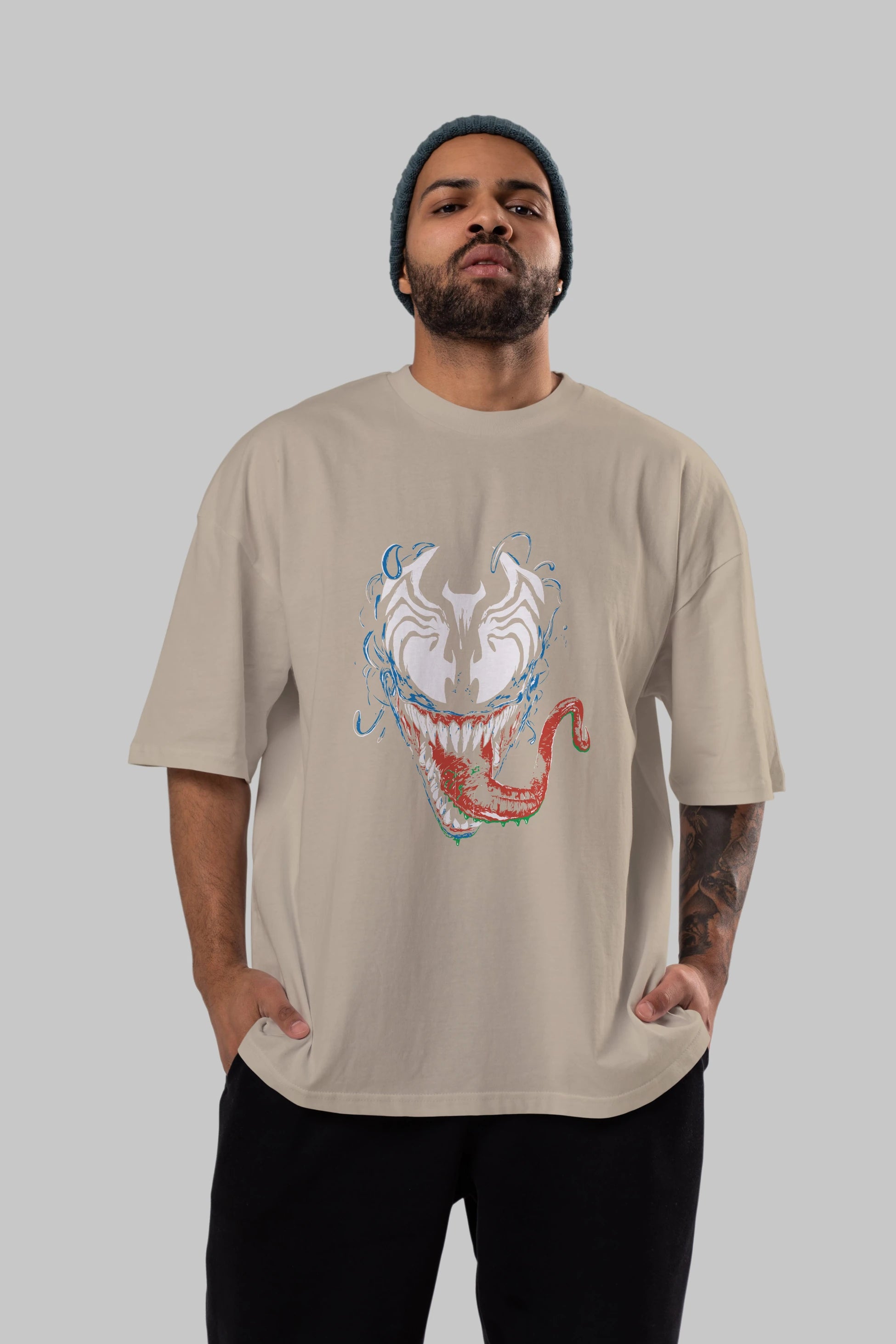 Venom (2) Ön Baskılı Oversize t-shirt Erkek Kadın Unisex %100 Pamuk Bisiklet Yaka tişort