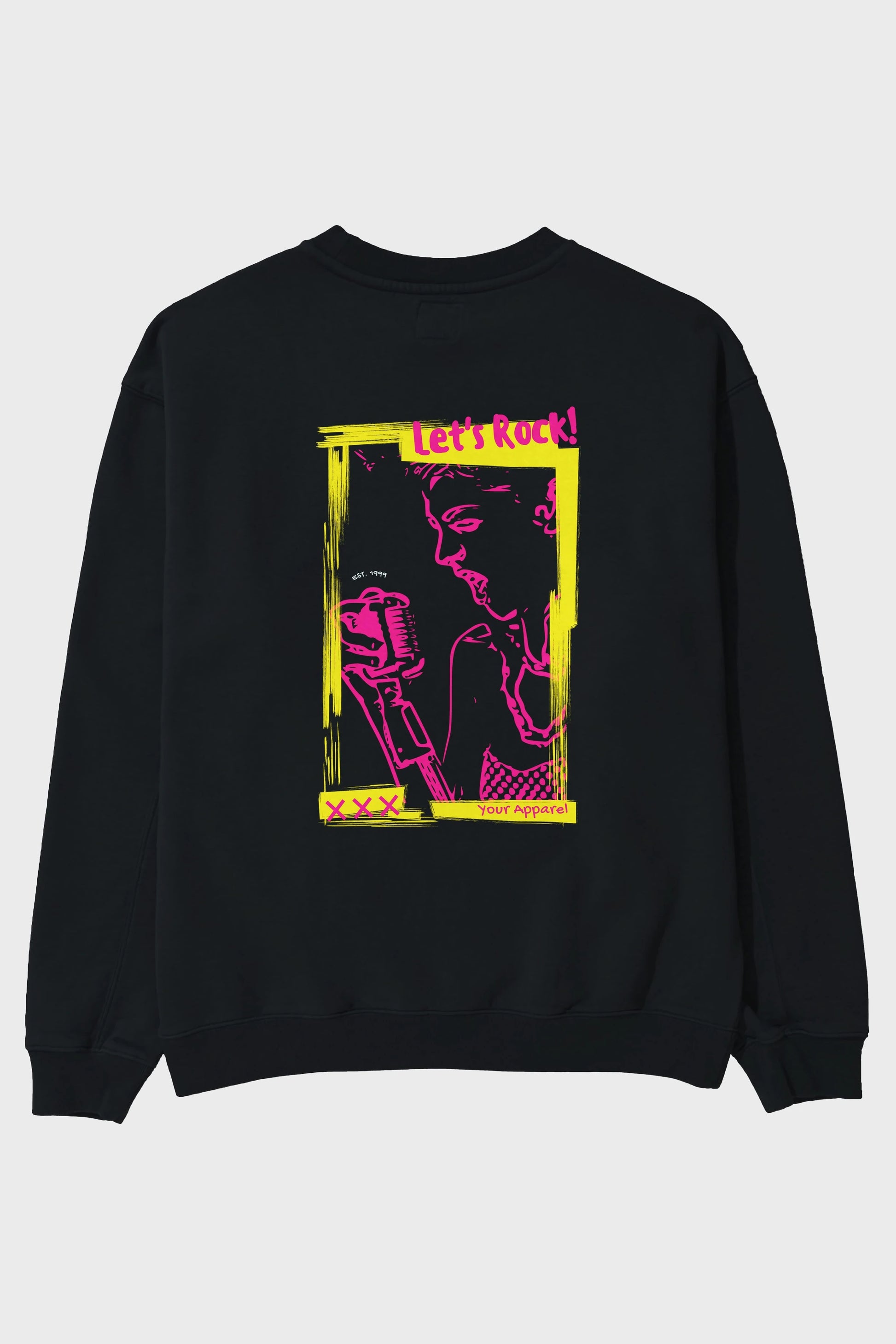 Let's Rock Yazılı Arka Baskılı Oversize Sweatshirt Erkek Kadın Unisex