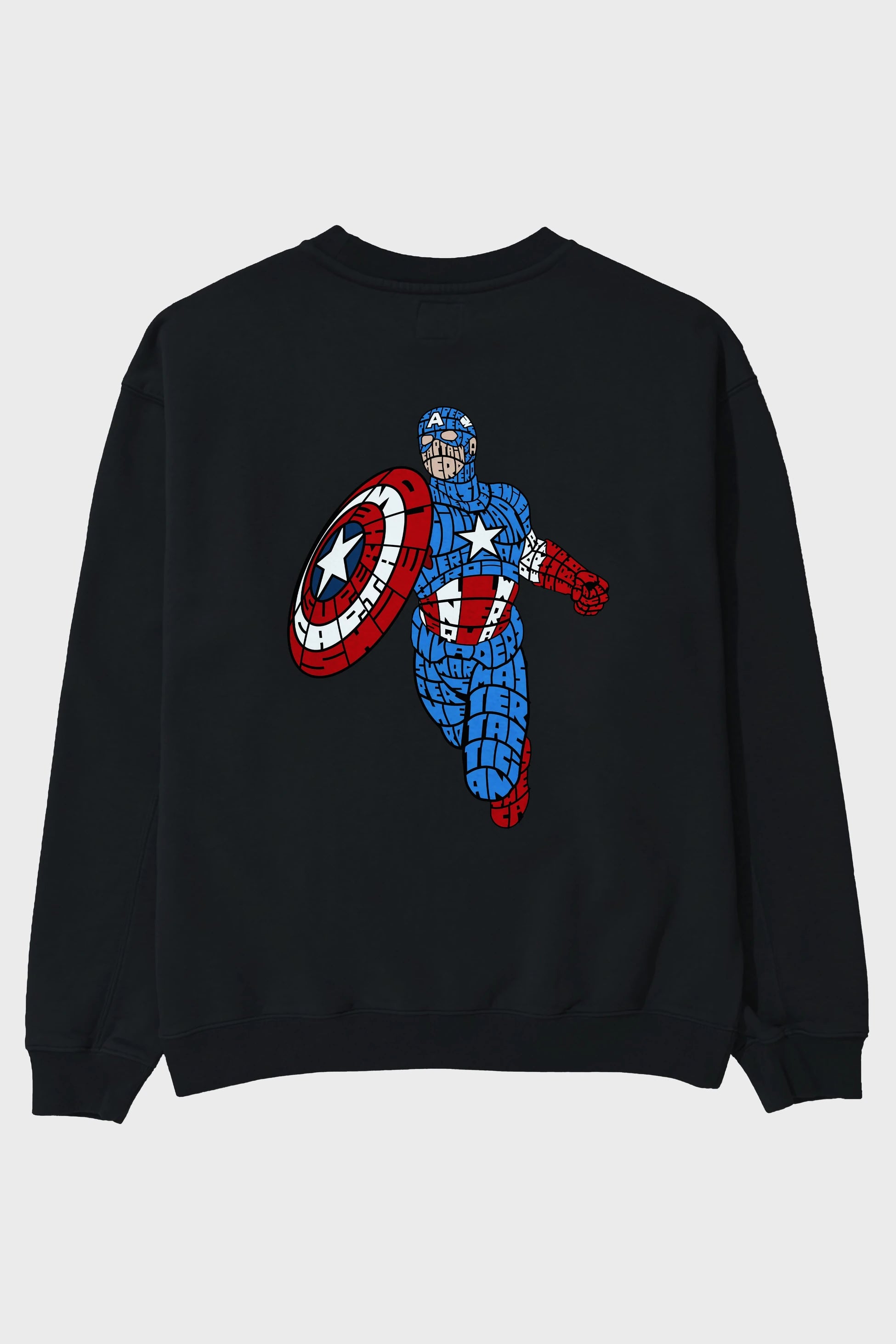 Star and Stripes Hero Arka Baskılı Oversize Sweatshirt Erkek Kadın Unisex