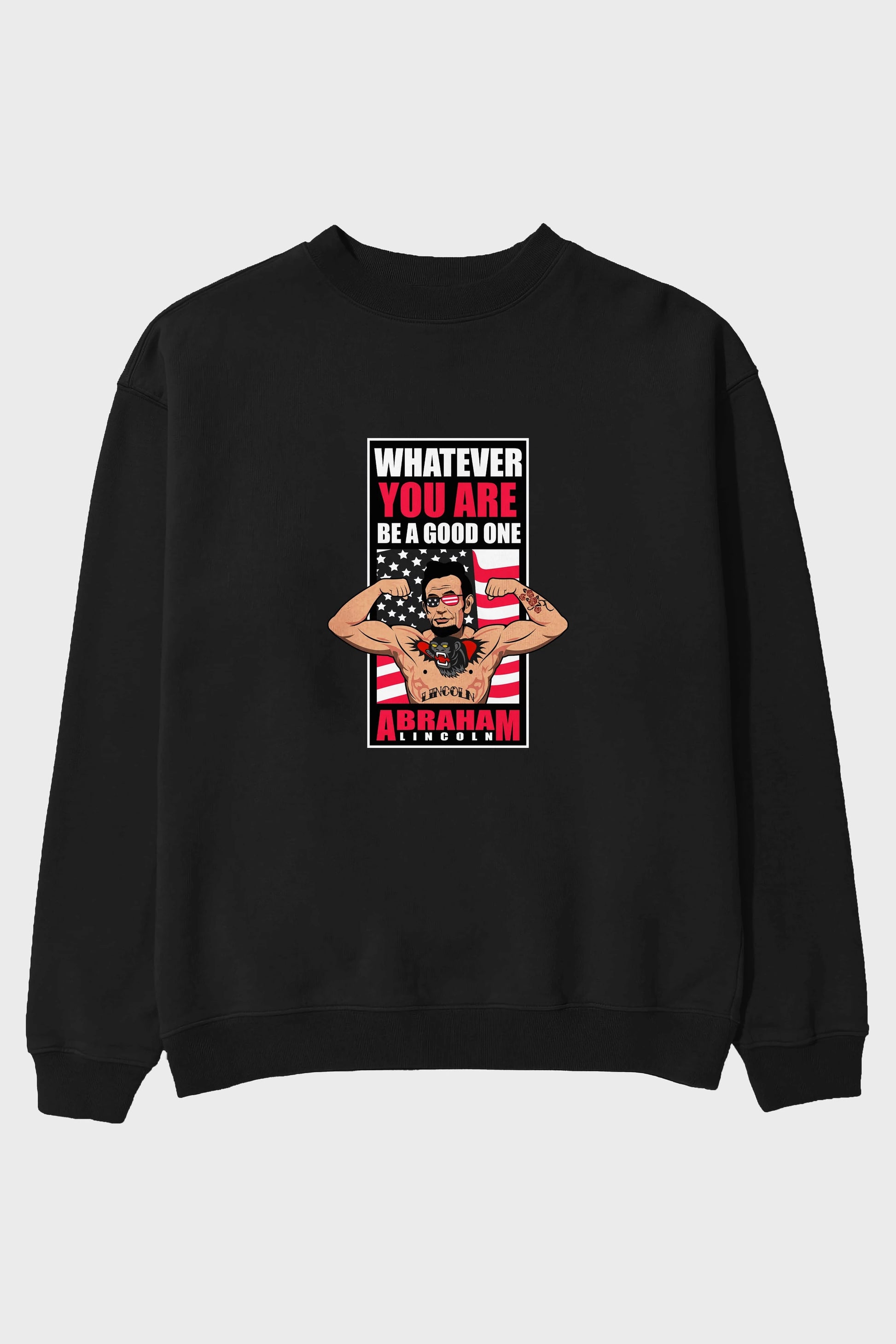 Lincoln Fighter Ön Baskılı Oversize Sweatshirt Erkek Kadın Unisex