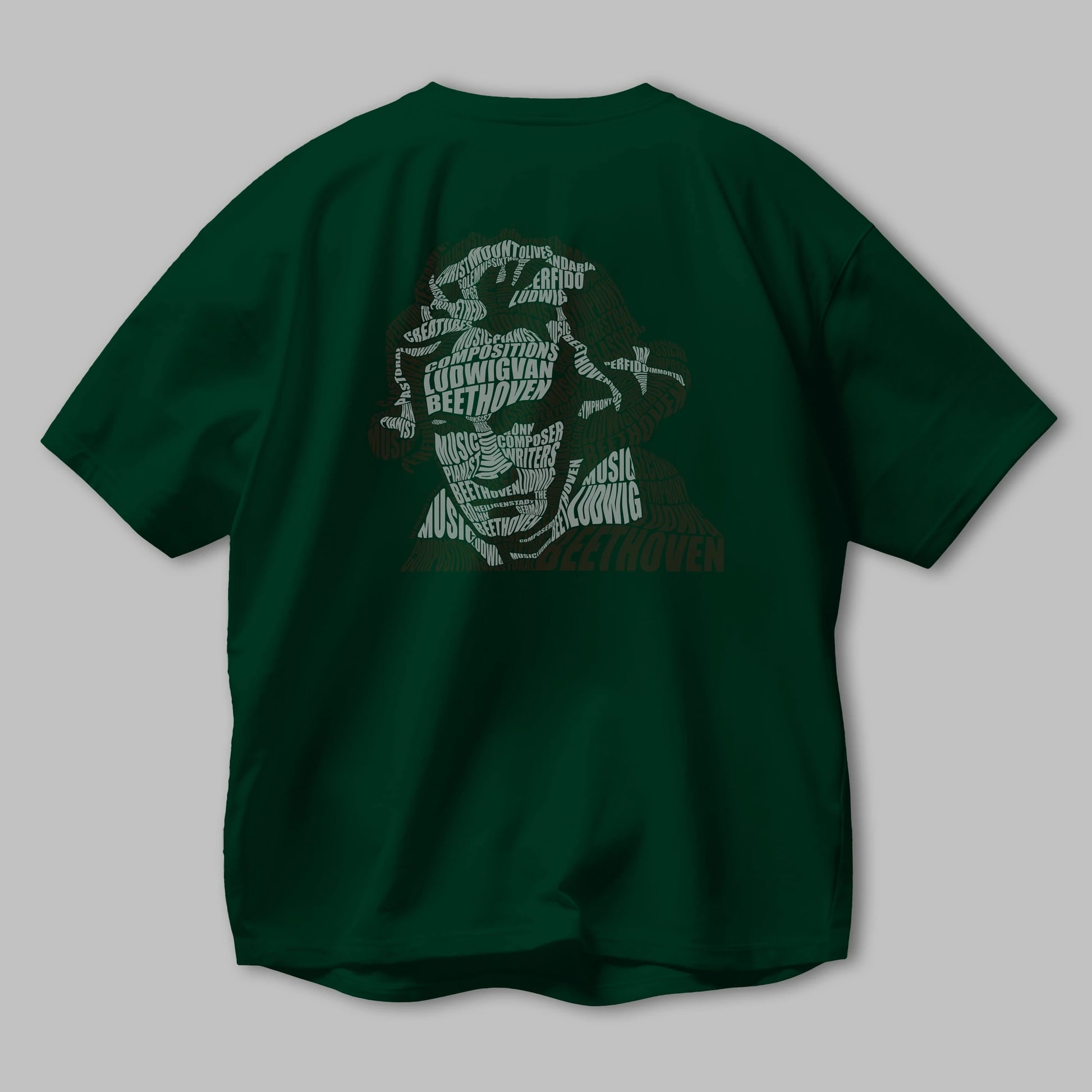 Ludwig van Beethoven Calligram Arka Baskılı Oversize t-shirt %100 pamuk Erkek Kadın Unisex
