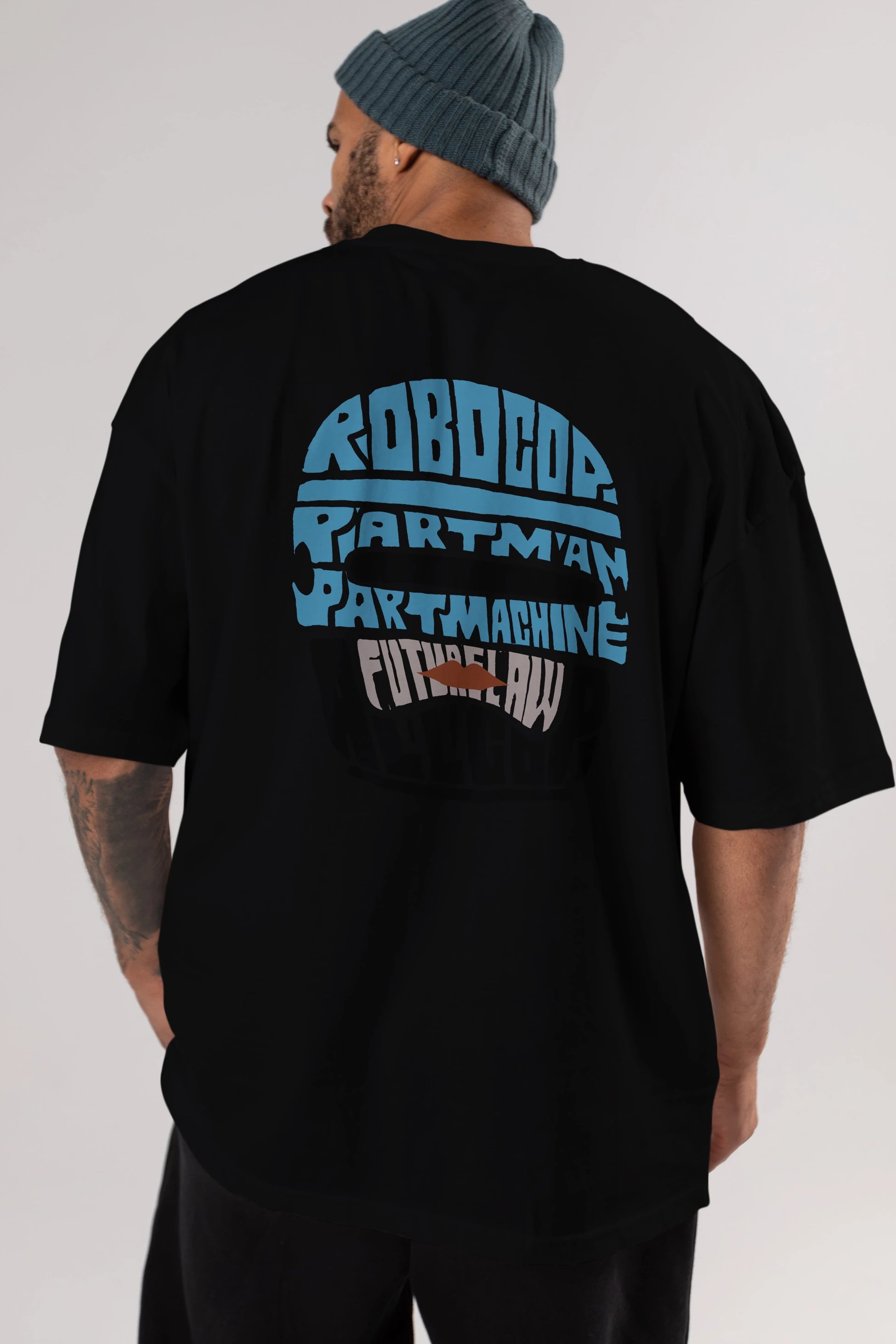 Robocop Arka Baskılı Oversize t-shirt %100 pamuk Erkek Kadın Unisex