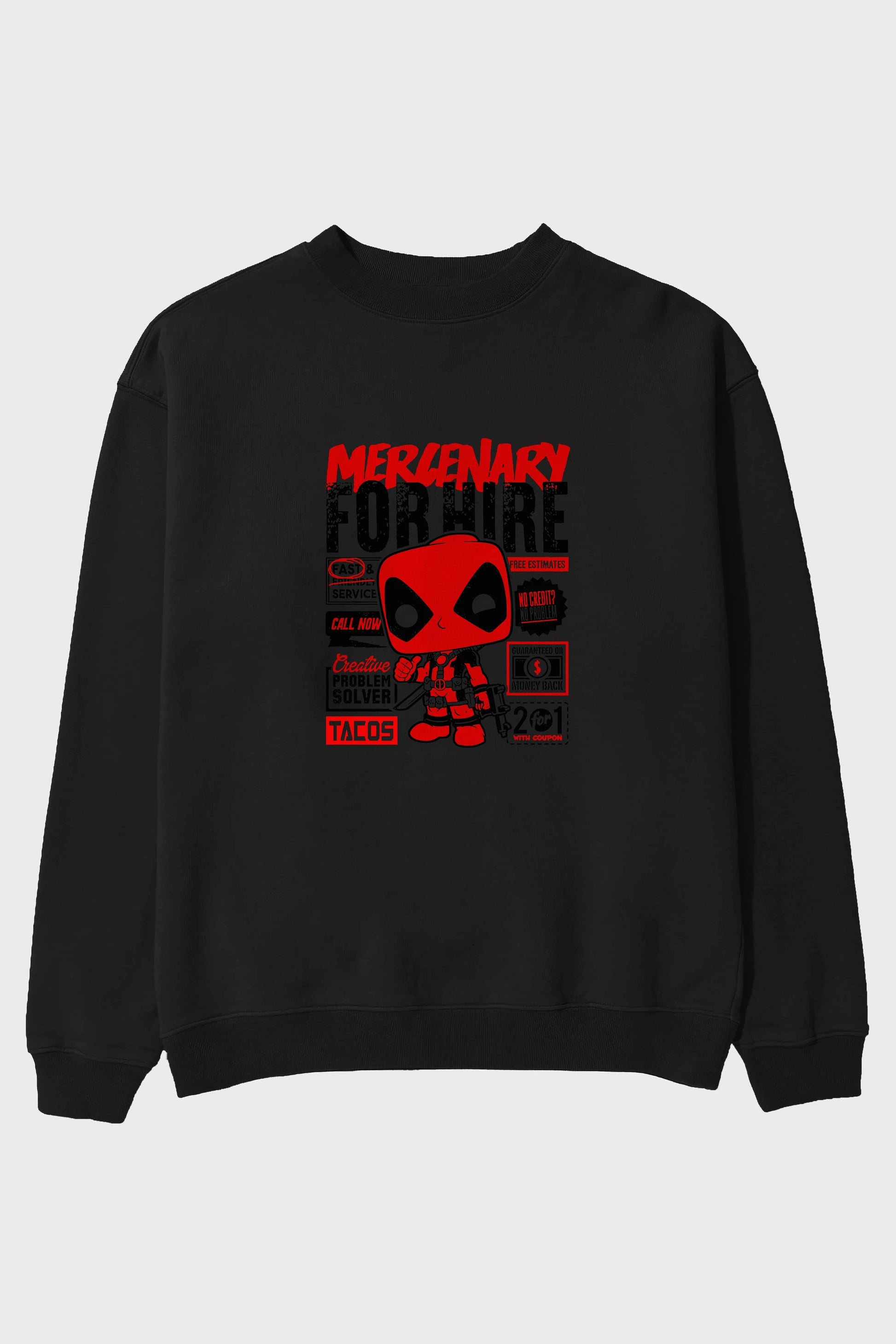 Deadpool (18) Ön Baskılı Oversize Sweatshirt Erkek Kadın Unisex