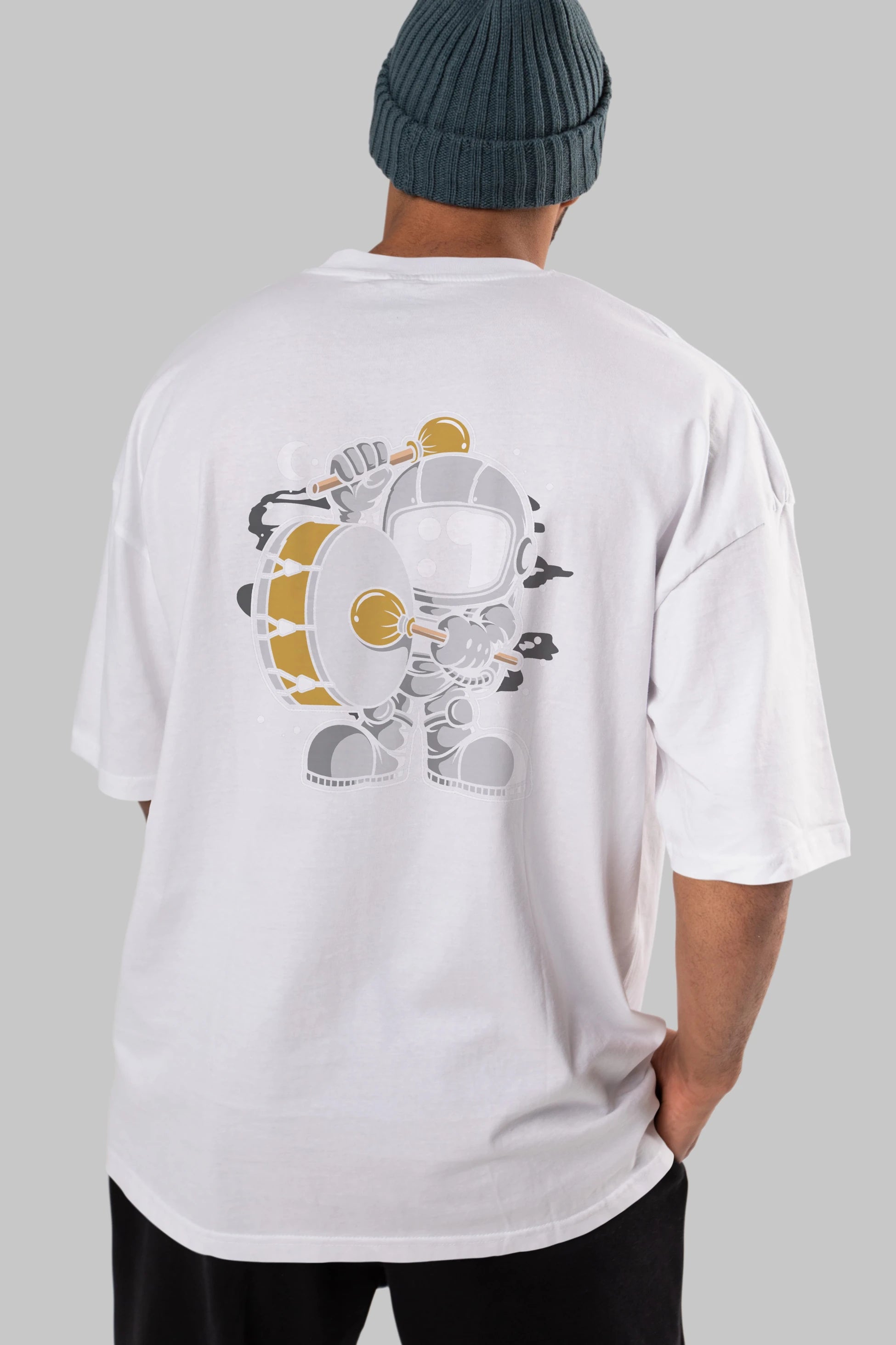 Astronaut Marching Band Arka Baskılı Oversize t-shirt Erkek Kadın Unisex