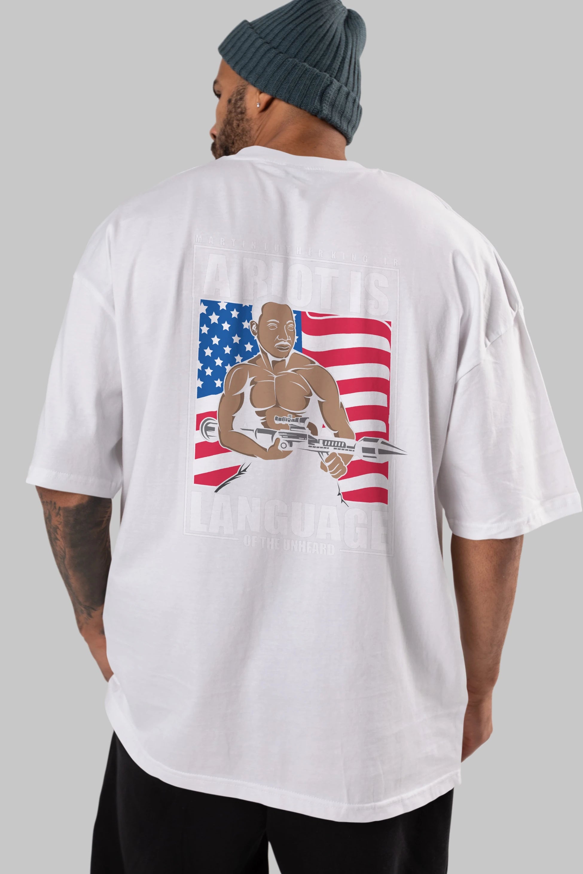 Luther King Jr Rambo Arka Baskılı Oversize t-shirt Erkek Kadın Unisex %100 Pamuk tişort