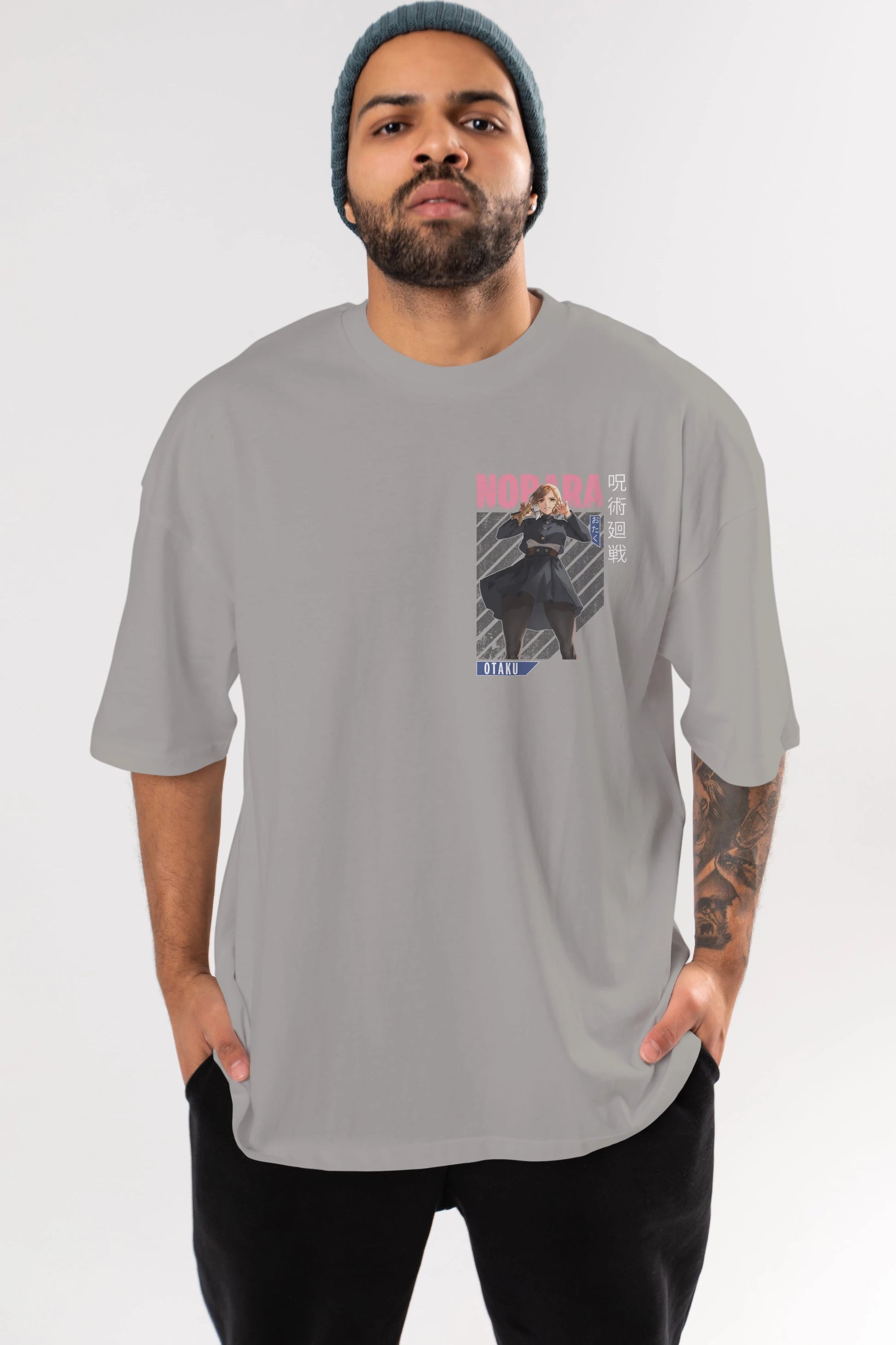 Nobara Kugisaki 4 Ön Sol Baskılı Oversize t-shirt Erkek Kadın Unisex %100 Pamuk Bisiklet Yaka tişort