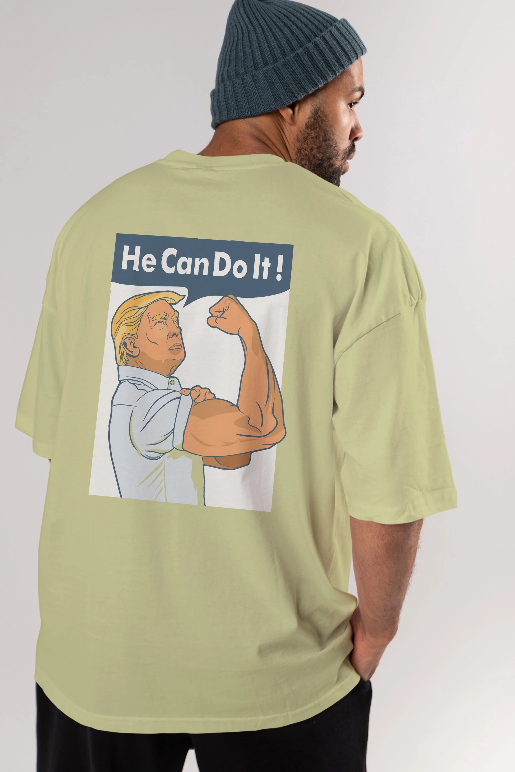 He Can Do It Trump Arka Baskılı Oversize t-shirt Erkek Kadın Unisex %100 Pamuk tişort