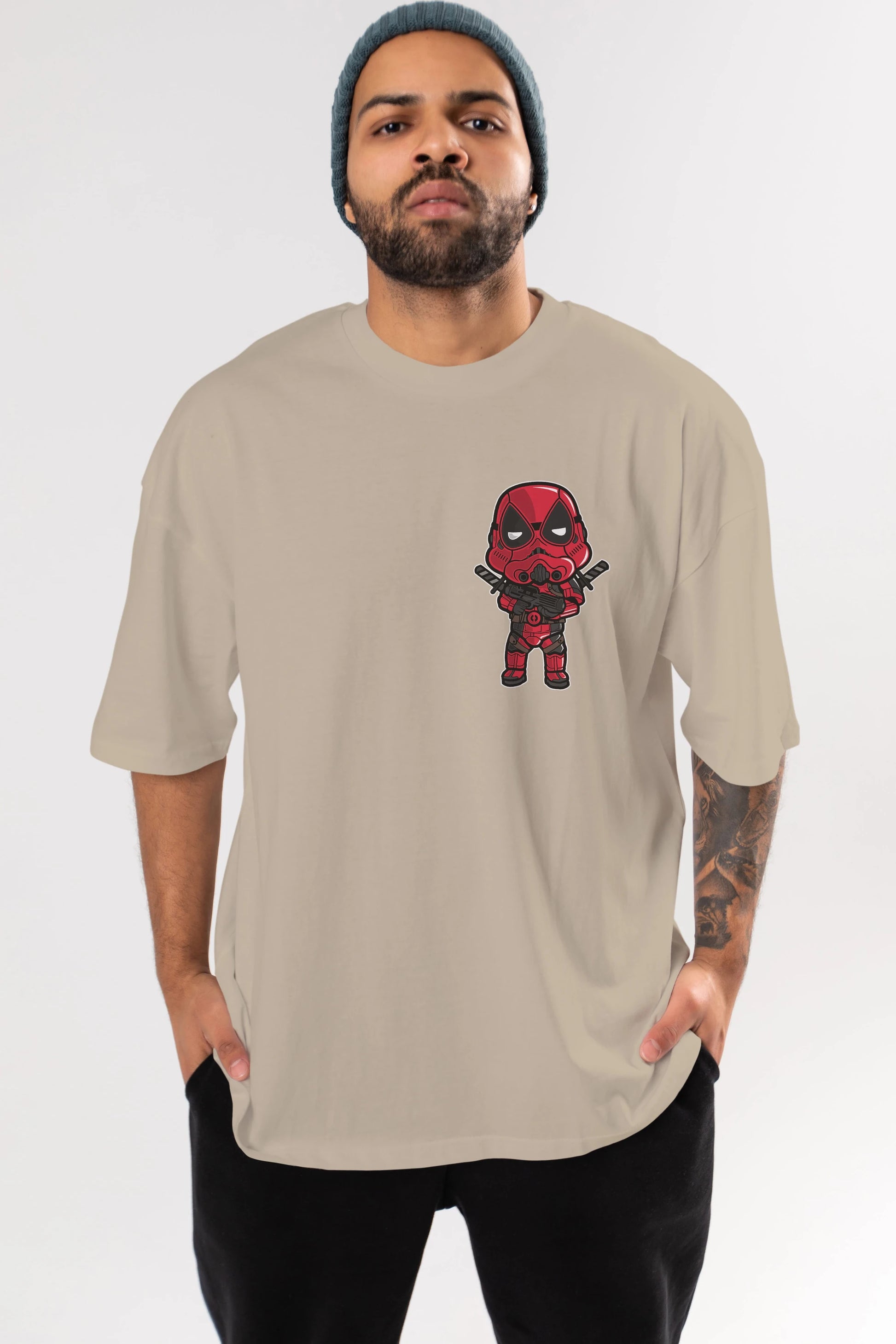 Deadpool (22) Ön Sol Baskılı Oversize t-shirt Erkek Kadın Unisex %100 Pamuk Bisiklet Yaka tişort
