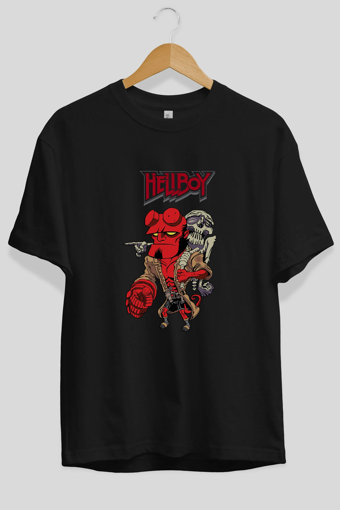 Hellboy (2) Ön Baskılı Oversize t-shirt Erkek Kadın Unisex %100 Pamuk Bisiklet Yaka tişort