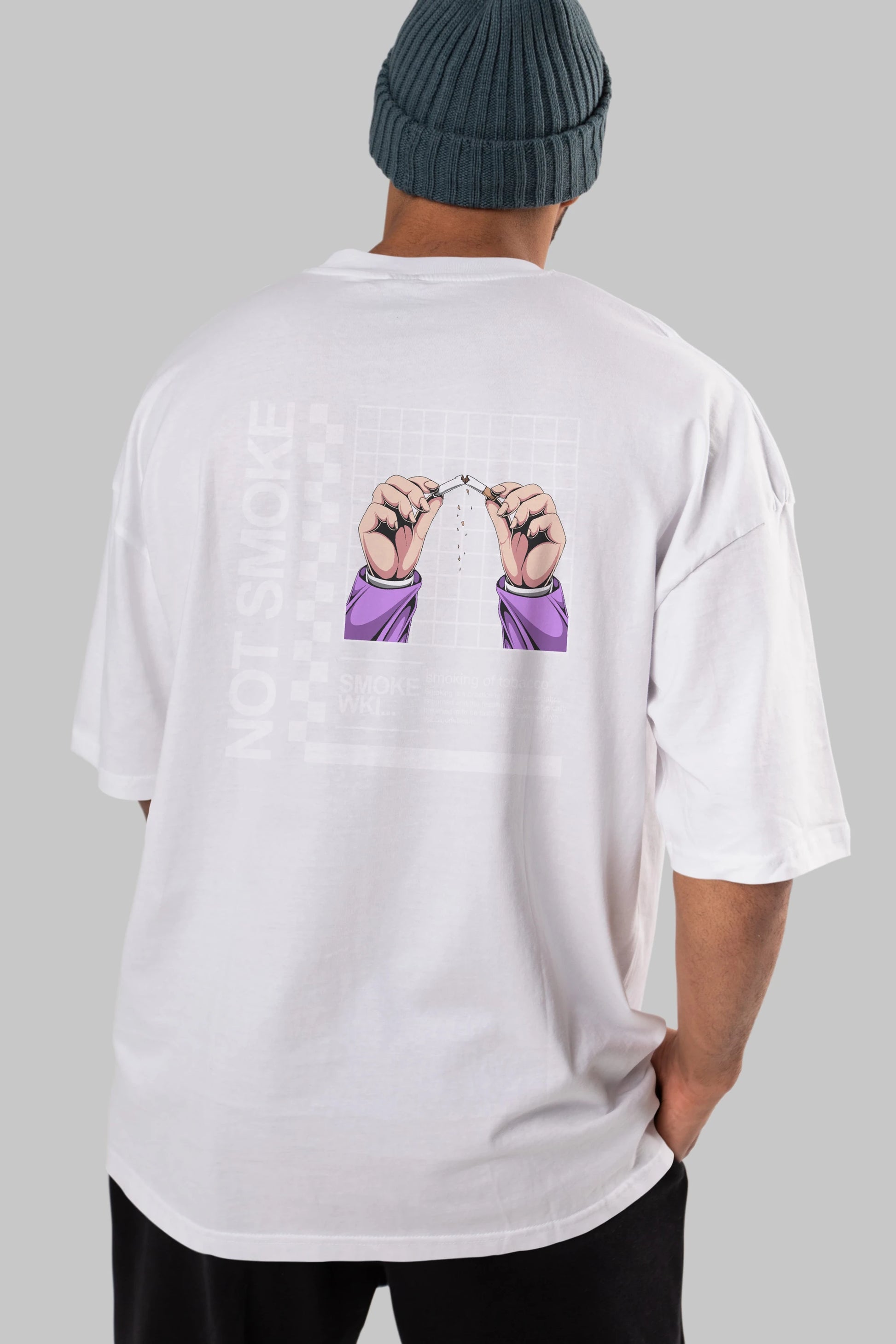 Not Smoke Arka Baskılı Oversize t-shirt Erkek Kadın Unisex