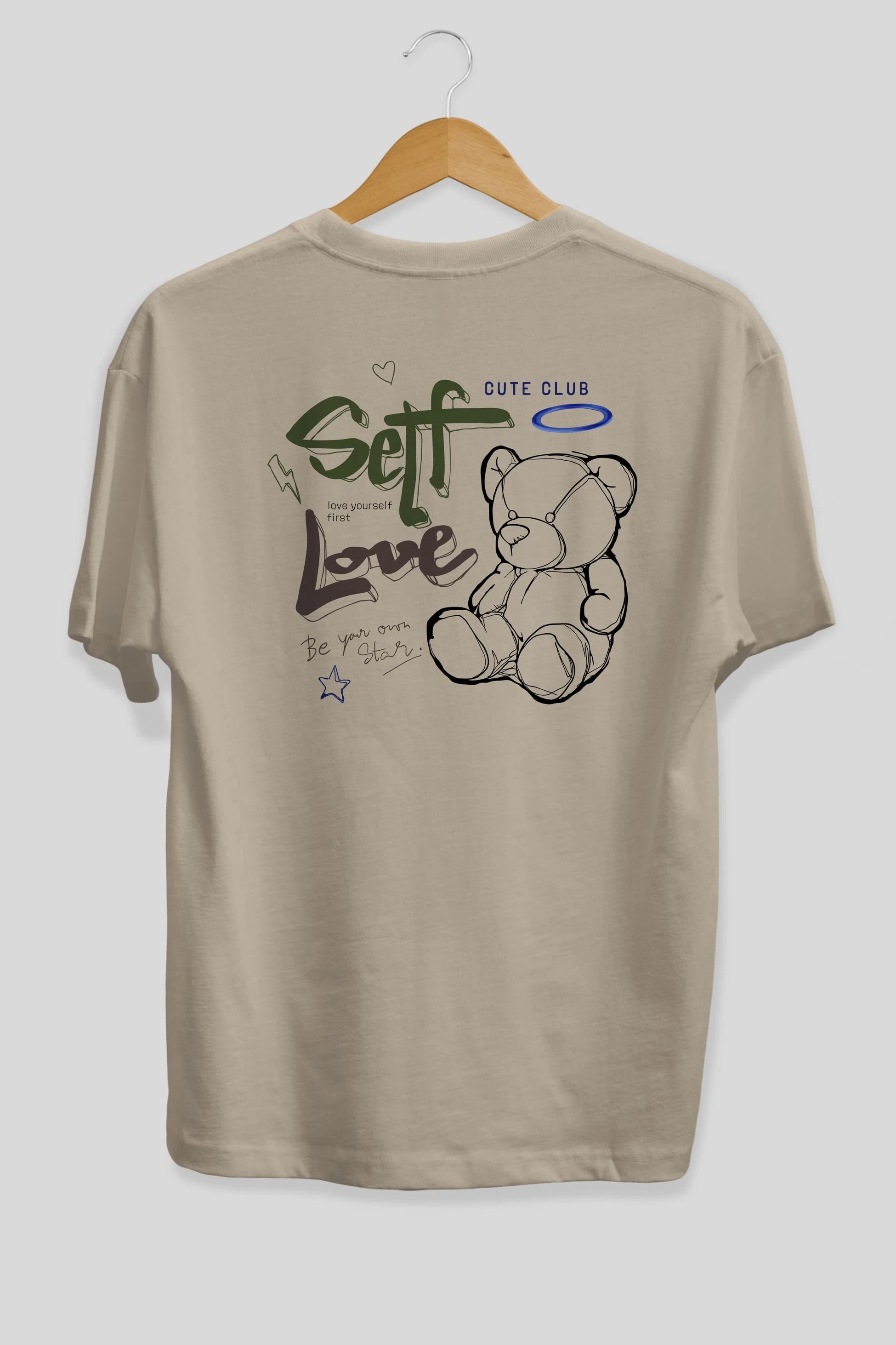 Self Love Bear Arka Baskılı Oversize t-shirt Erkek Kadın Unisex