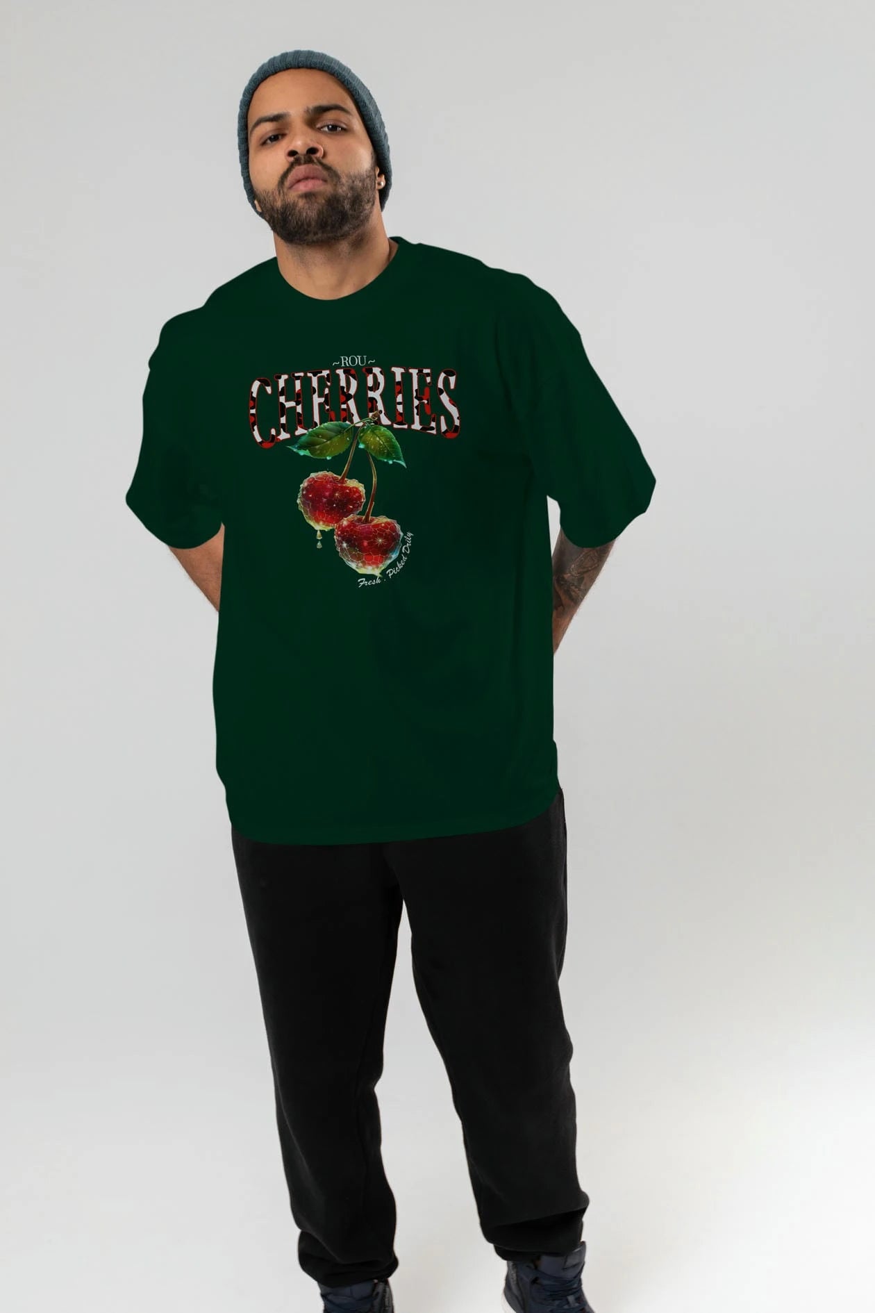 Cherry Cherries 7 Ön Baskılı Oversize t-shirt Erkek Kadın Pamuk Bisiklet Yaka tişort