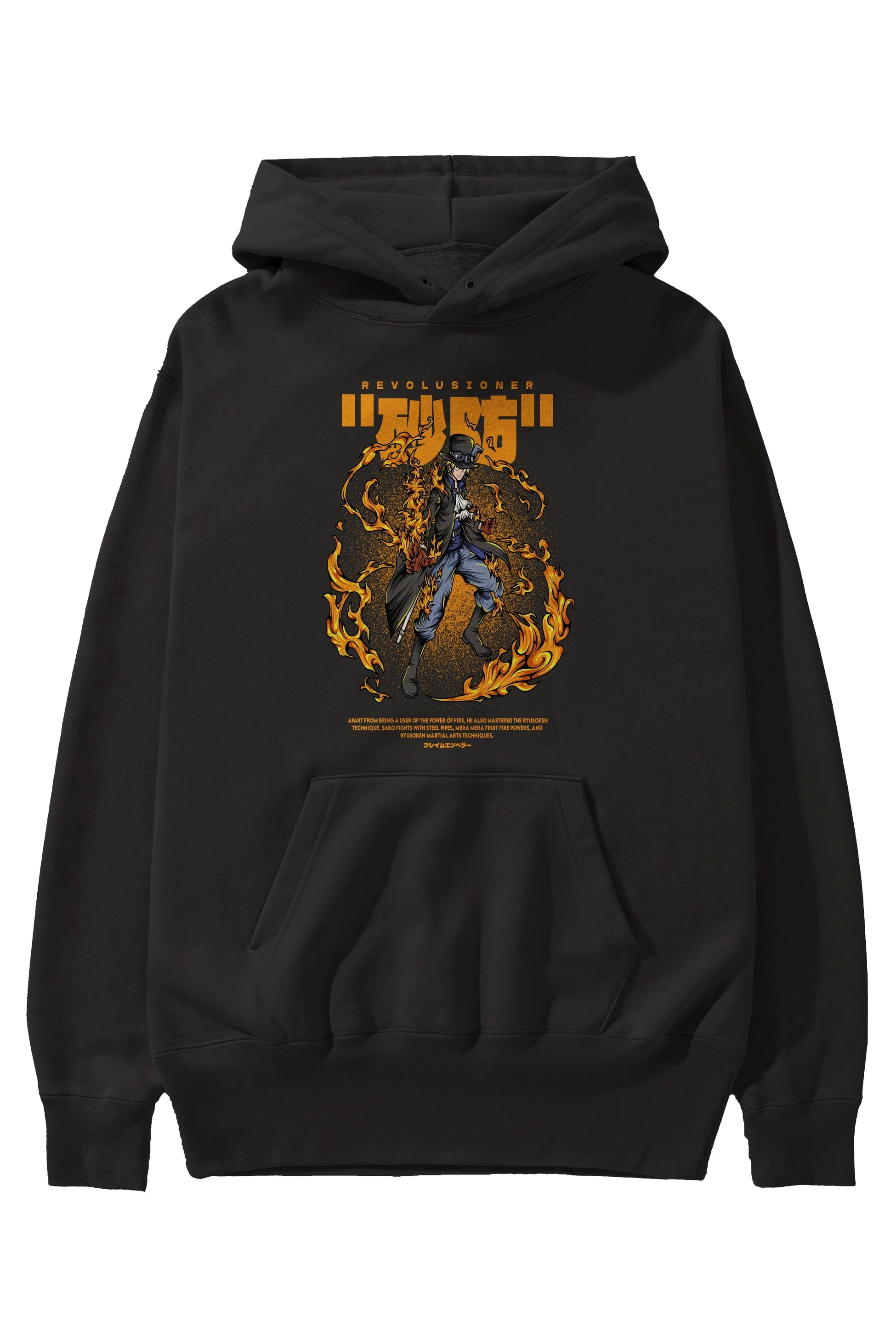 Revolusioner Sabo Anime Ön Baskılı Hoodie Oversize Kapüşonlu Sweatshirt Erkek Kadın Unisex