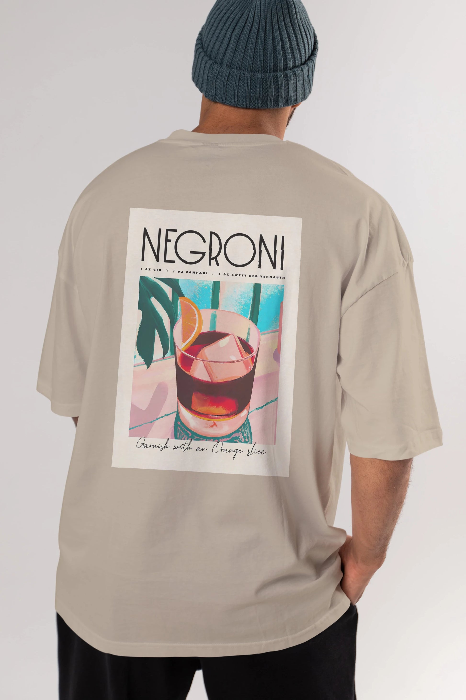 Negroni 4 Arka Baskılı Oversize t-shirt Erkek Kadın Unisex %100 Pamuk Bisiklet Yaka tişort