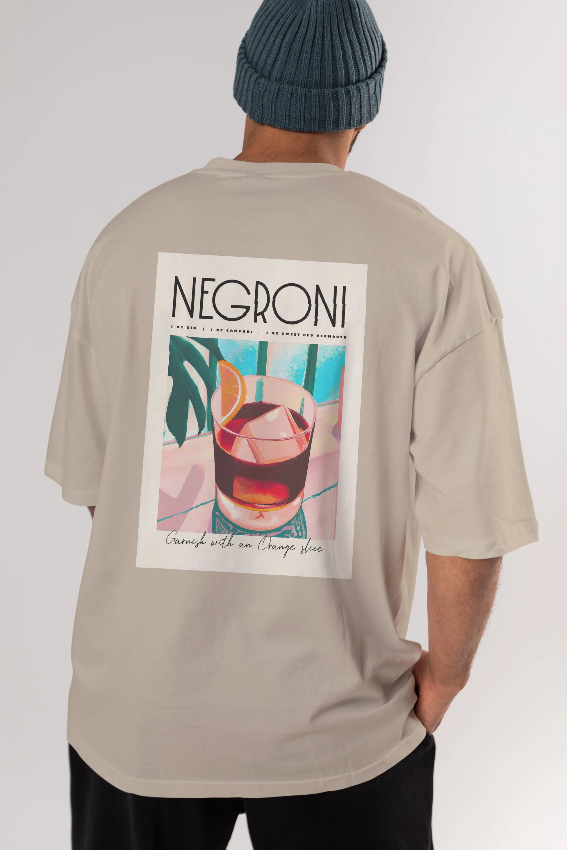Negroni 4 Arka Baskılı Oversize t-shirt Erkek Kadın Unisex %100 Pamuk Bisiklet Yaka tişort