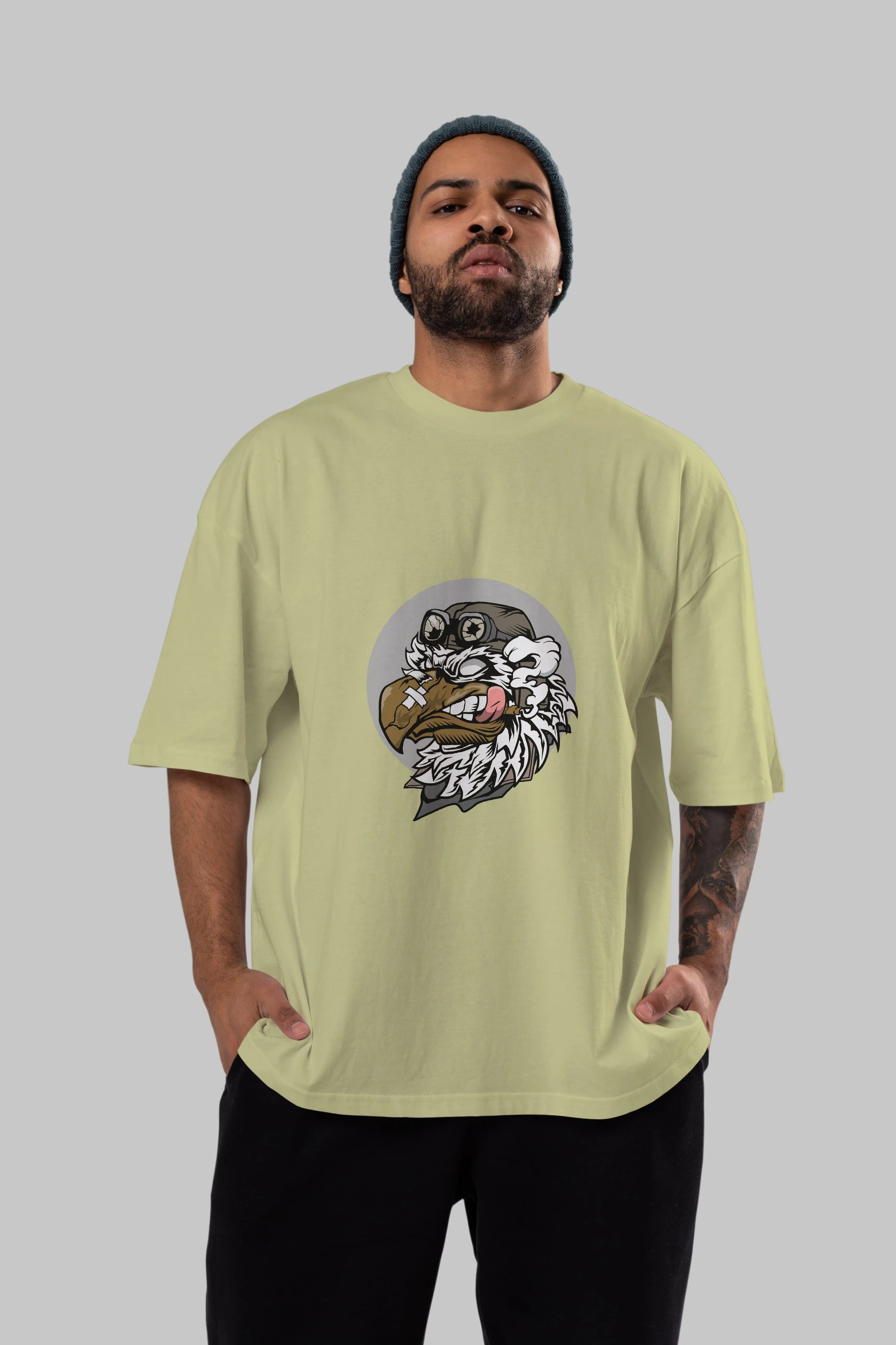 Bird Pilot Ön Baskılı Oversize t-shirt Erkek Kadın Unisex %100 Pamuk tişort