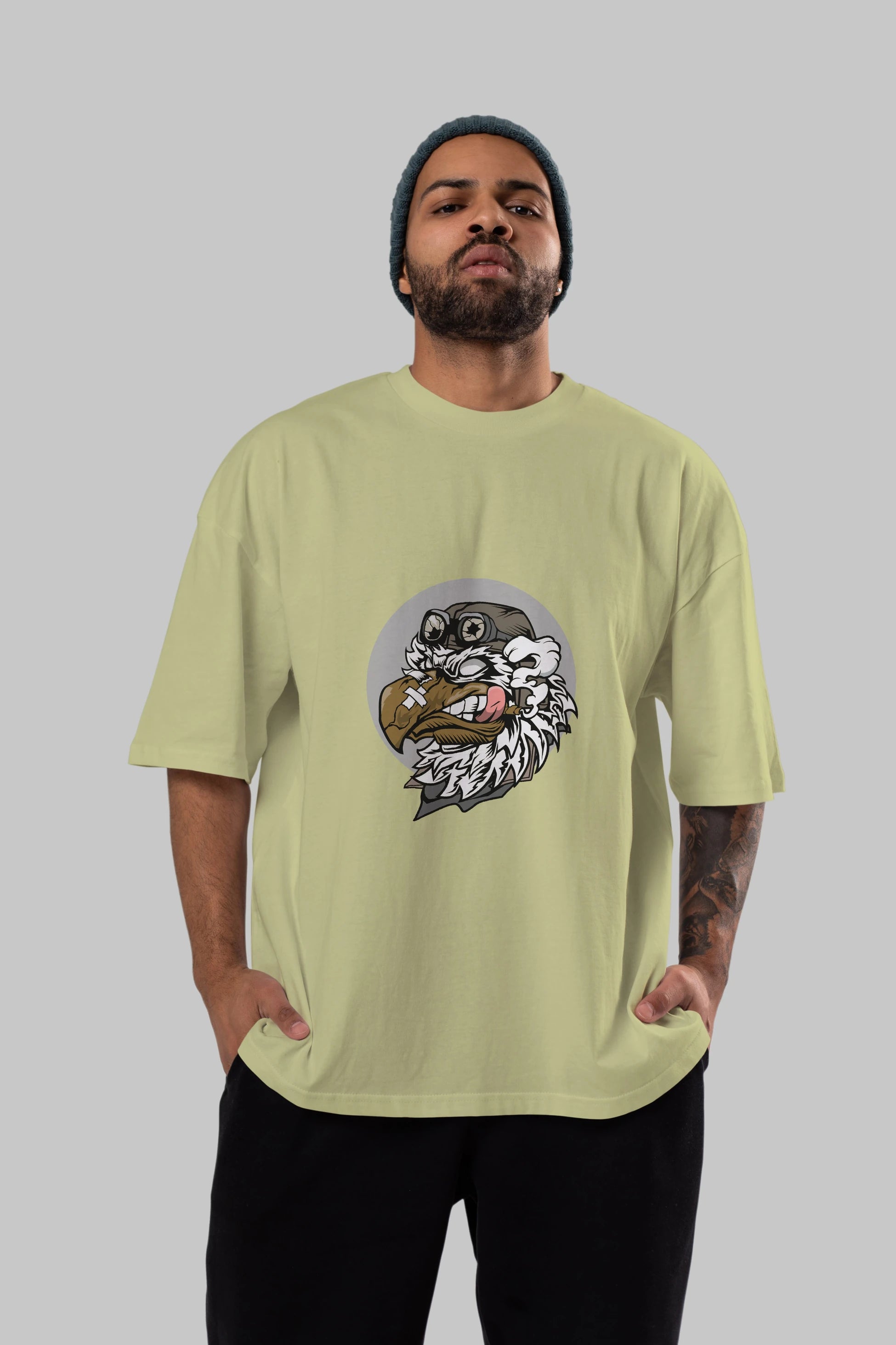 Bird Pilot Ön Baskılı Oversize t-shirt Erkek Kadın Unisex %100 Pamuk tişort