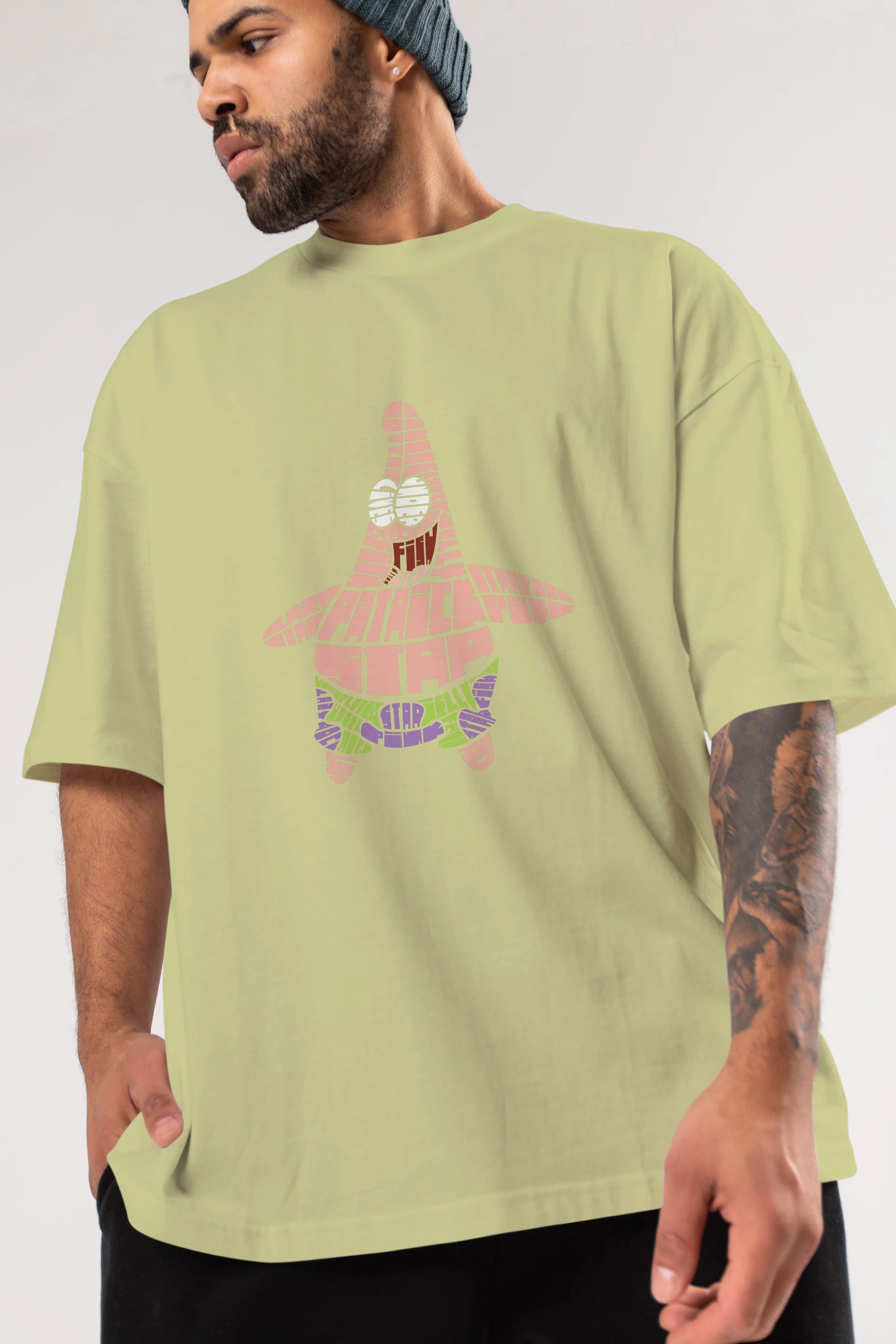 Patrick Star Ön Baskılı Oversize t-shirt %100 pamuk Erkek Kadın Unisex