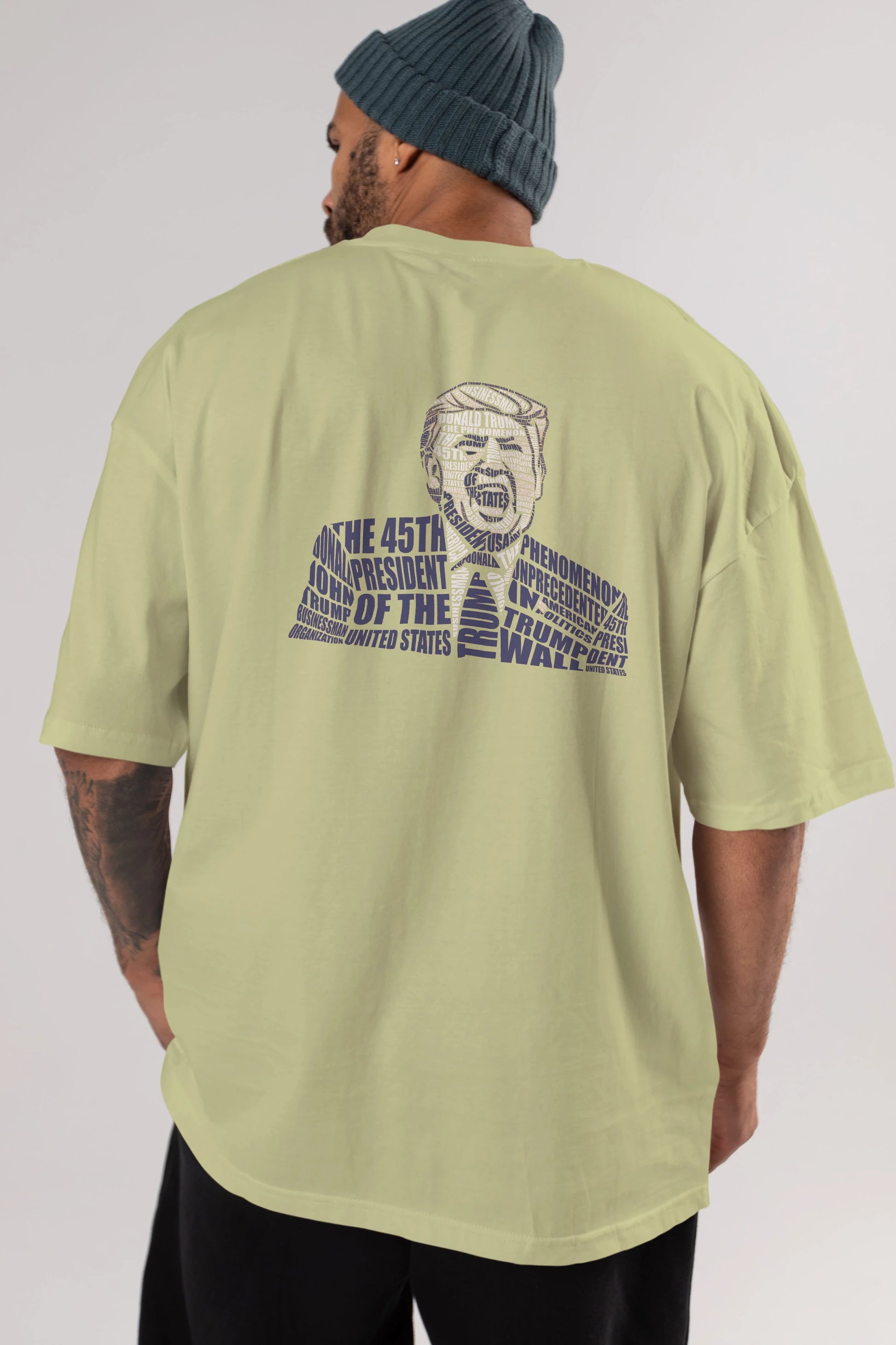 Trump Calligram Arka Baskılı Oversize t-shirt %100 pamuk Erkek Kadın Unisex