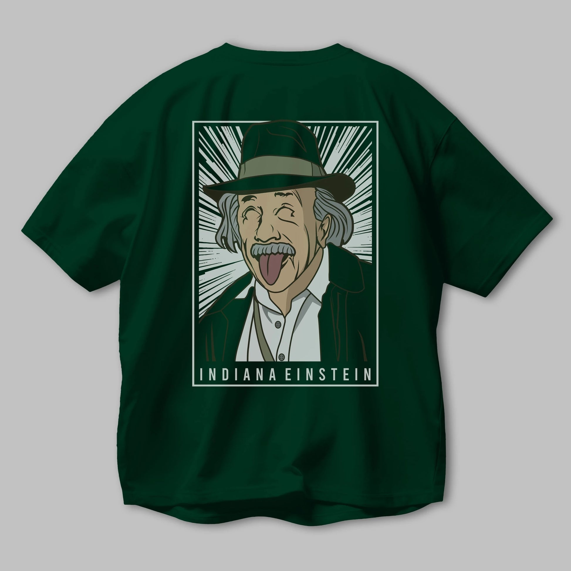 Indiana Jones Einstein Arka Baskılı Oversize t-shirt Erkek Kadın Unisex %100 Pamuk tişort
