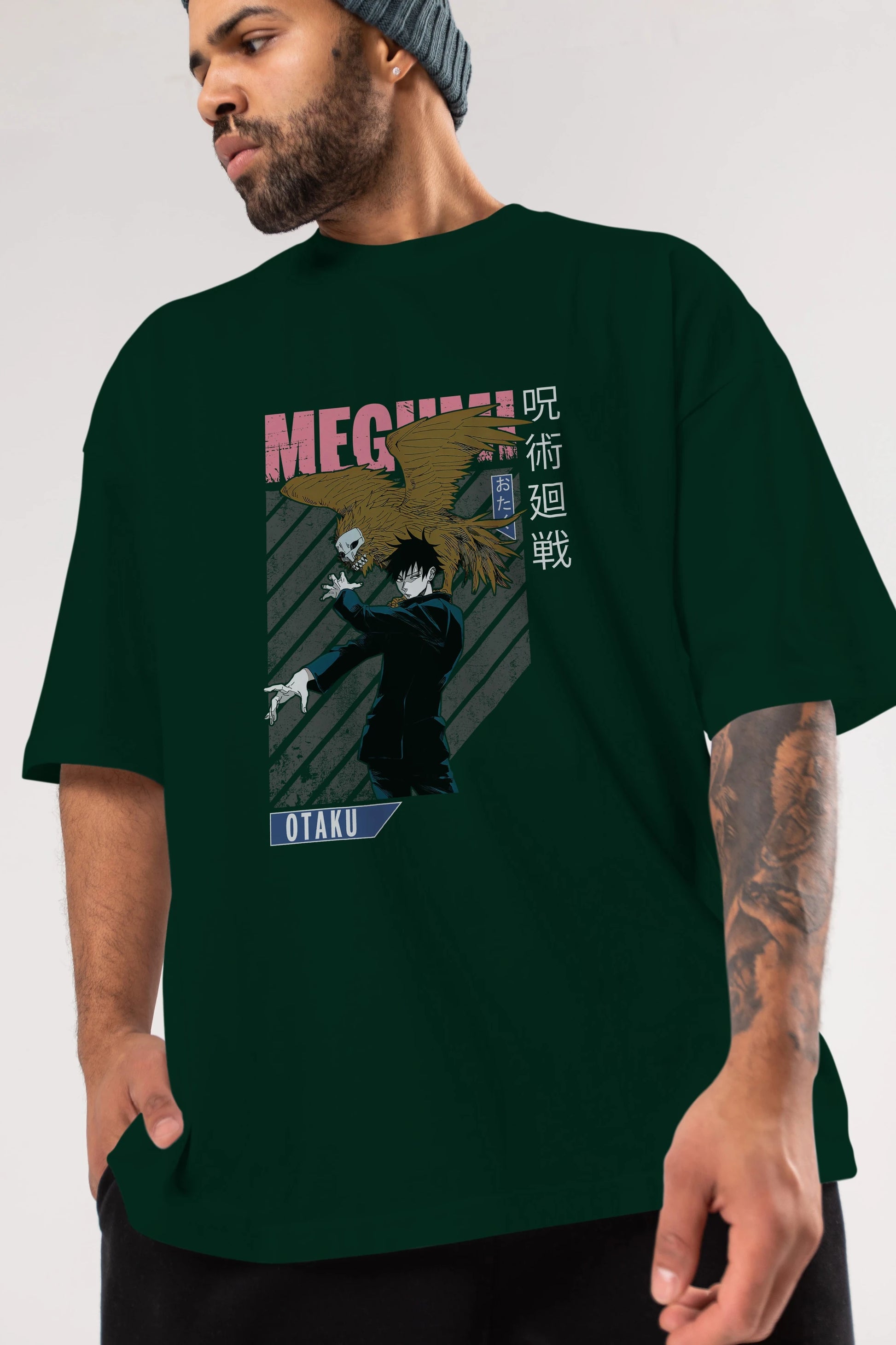 Megumi Fushiguro 2 Anime Ön Baskılı Oversize t-shirt %100 pamuk Erkek Kadın Unisex